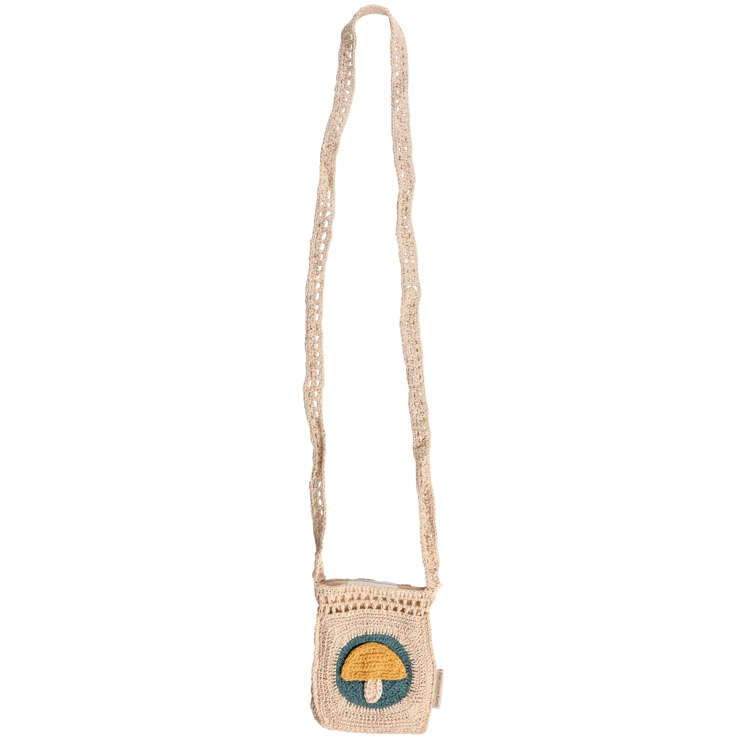 Crochet Mushroom Crossbody Bag | Boho Body Handbag | 8" x 8" - Image 4