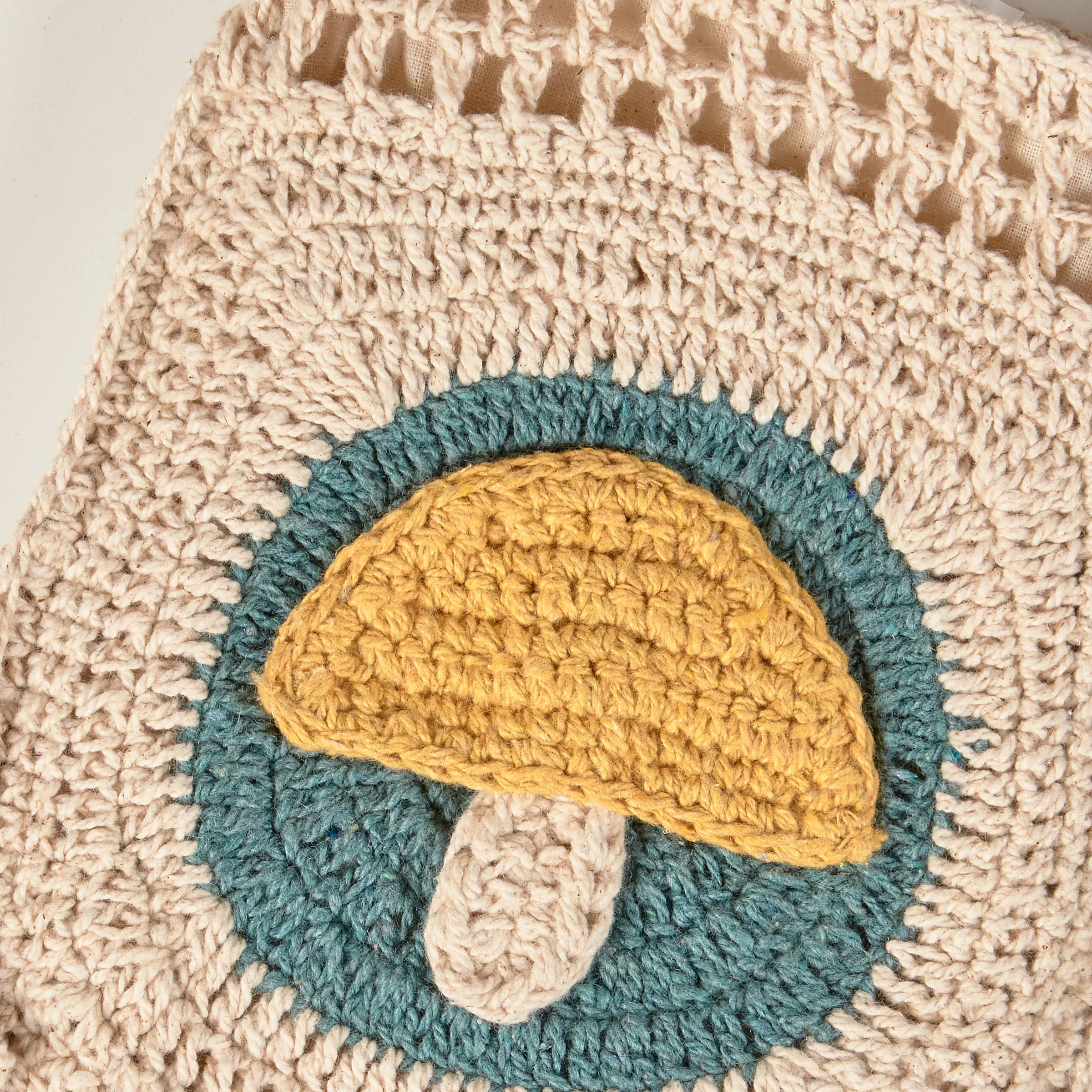 Crochet Mushroom Crossbody Bag | Boho Body Handbag | 8" x 8" - Image 5