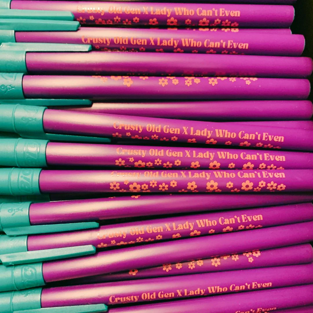 Crusty Old Gen X Lady Who Can't Even Ballpoint Pen in Violet | Gen Z Aesthetic Blue Ink - Image 4