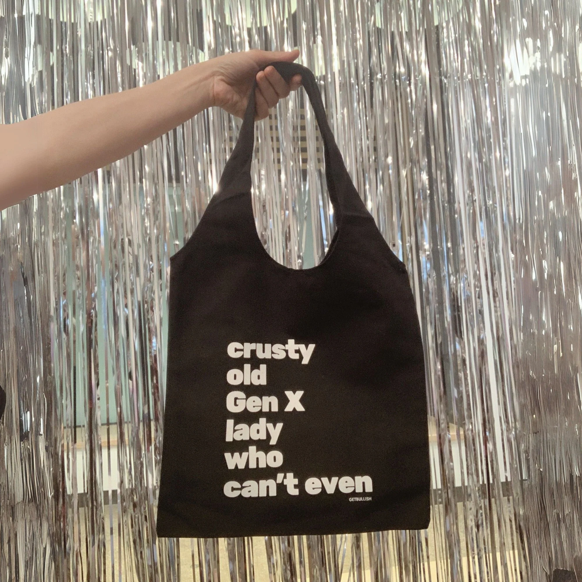 Crusty Old Gen X Lady Who Can't Even Keychain and Tote Bag Bundle | Motel Style Keyholder and Black Canvas Tote - Image 3
