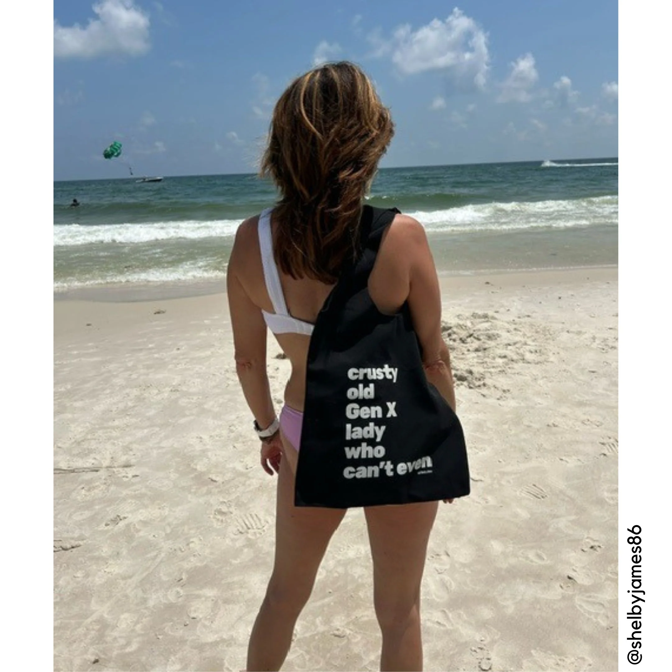 Crusty Old Gen X Lady Who Can't Even Slouchy Canvas Tote in Black - Image 3