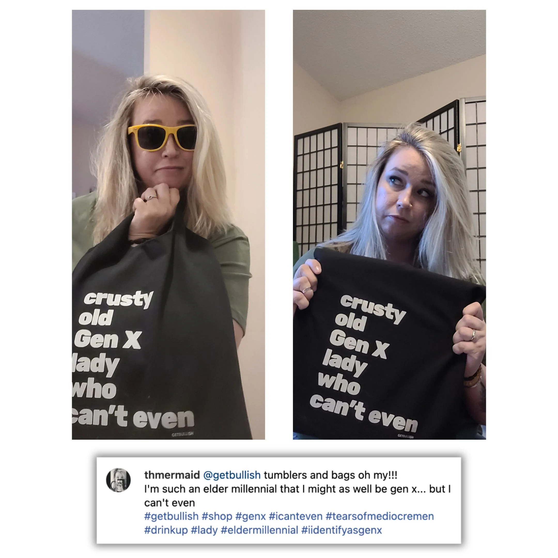Crusty Old Gen X Lady Who Can't Even Slouchy Canvas Tote in Black - Image 5