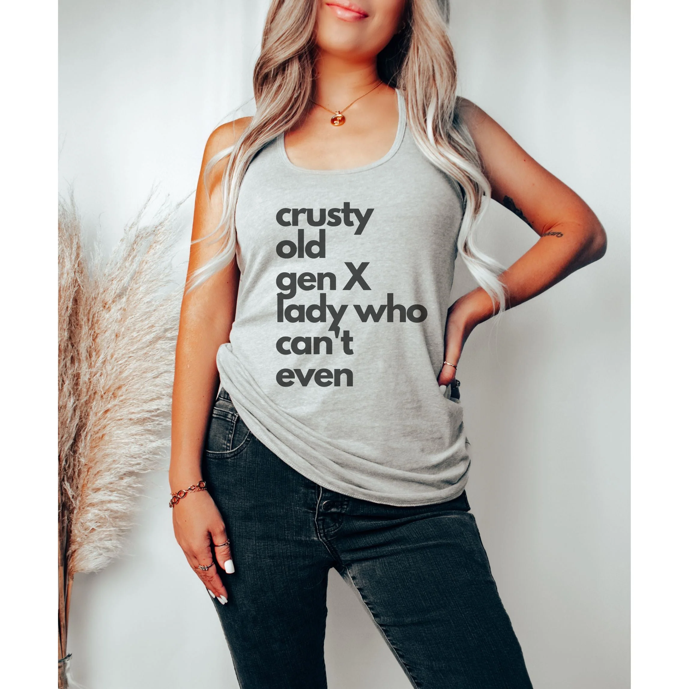 Crusty Old Gen X Lady Who Can't Even Women's Ideal Racerback Tank - Image 2