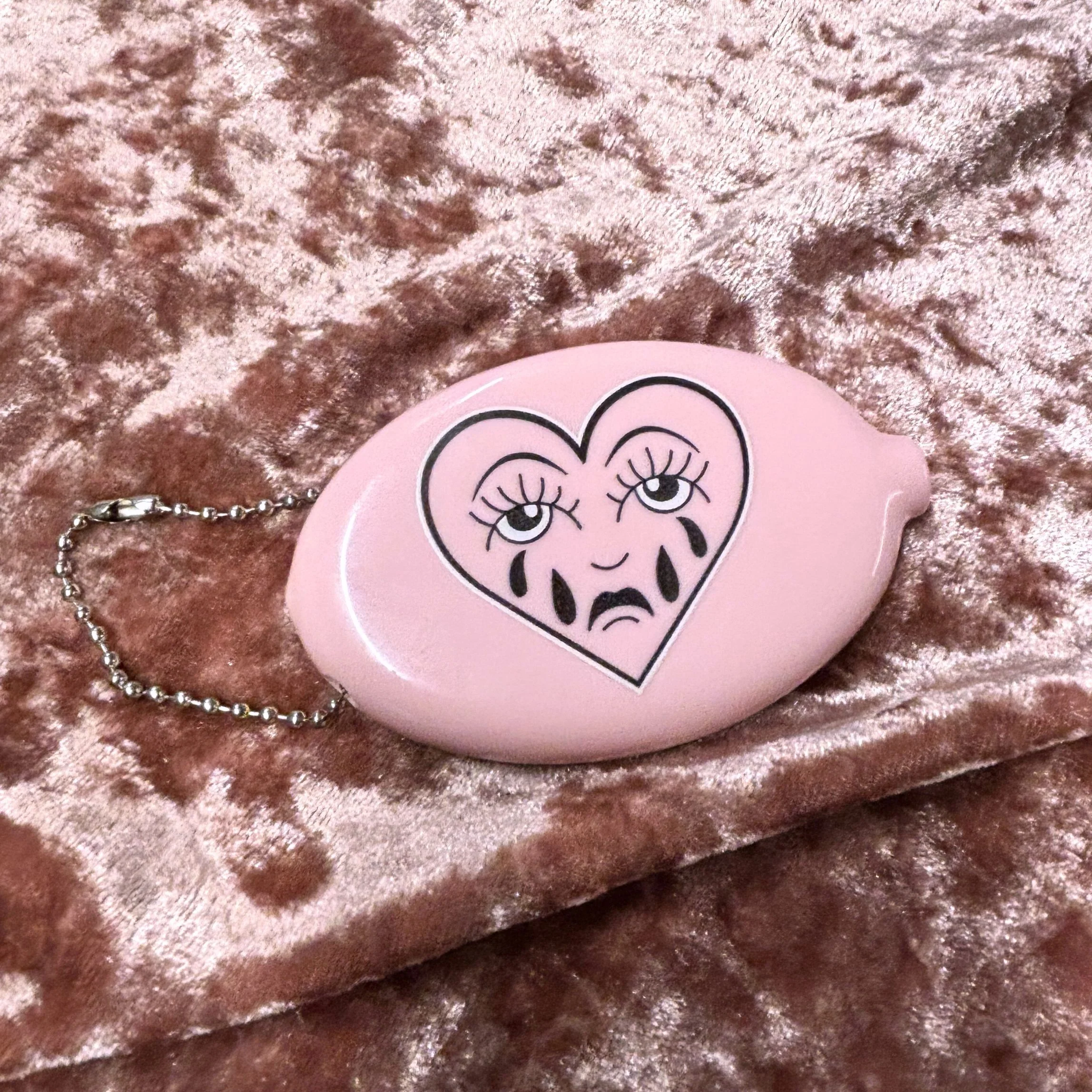 Crying Heart Coin Pouch Keychain | Emo Flash Tattoo Inspired - Image 2