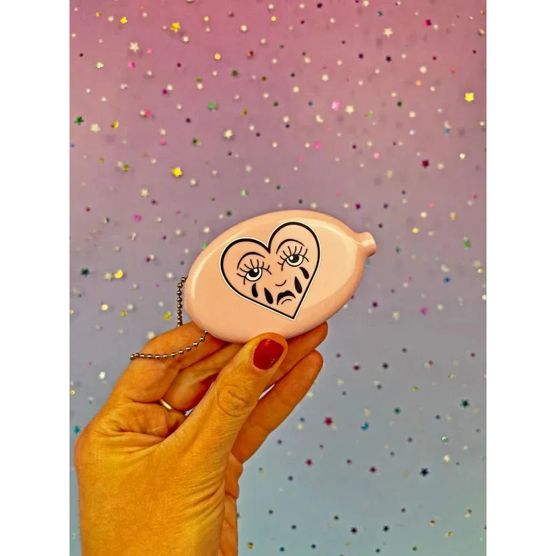 Crying Heart Coin Pouch Keychain | Emo Flash Tattoo Inspired - Image 4
