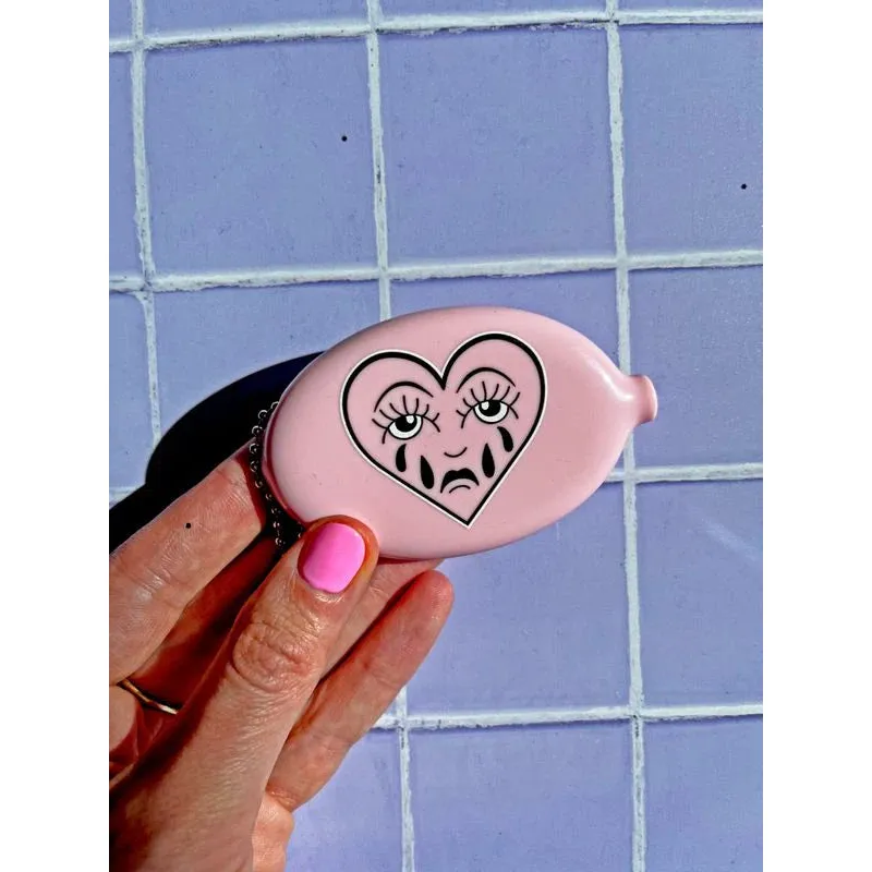 Crying Heart Coin Pouch Keychain | Emo Flash Tattoo Inspired - Image 5