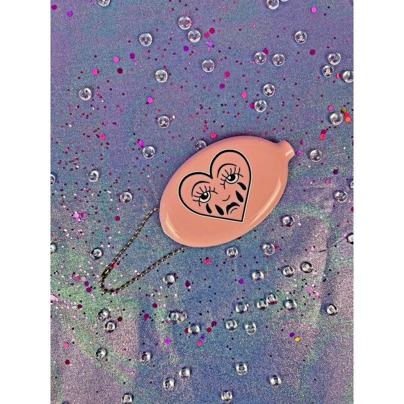 Crying Heart Coin Pouch Keychain | Emo Flash Tattoo Inspired - Image 6