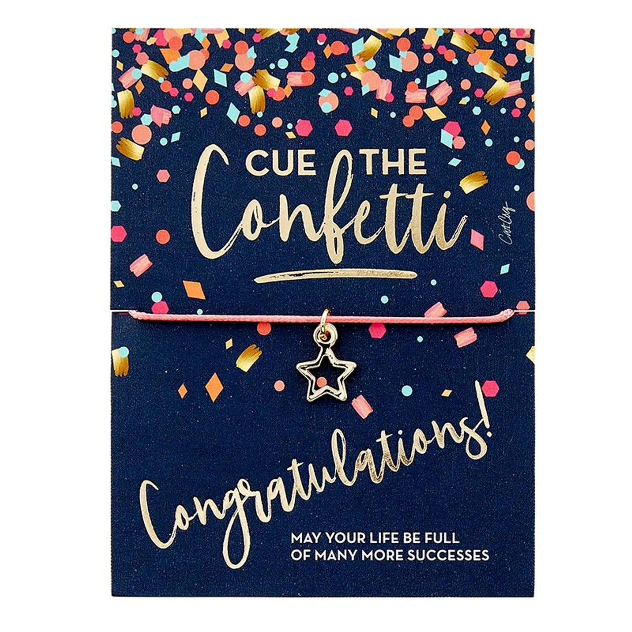 Cue the Confetti Congratulations Bracelet on a Gift Card | Star Charm Jewelry - Image 2
