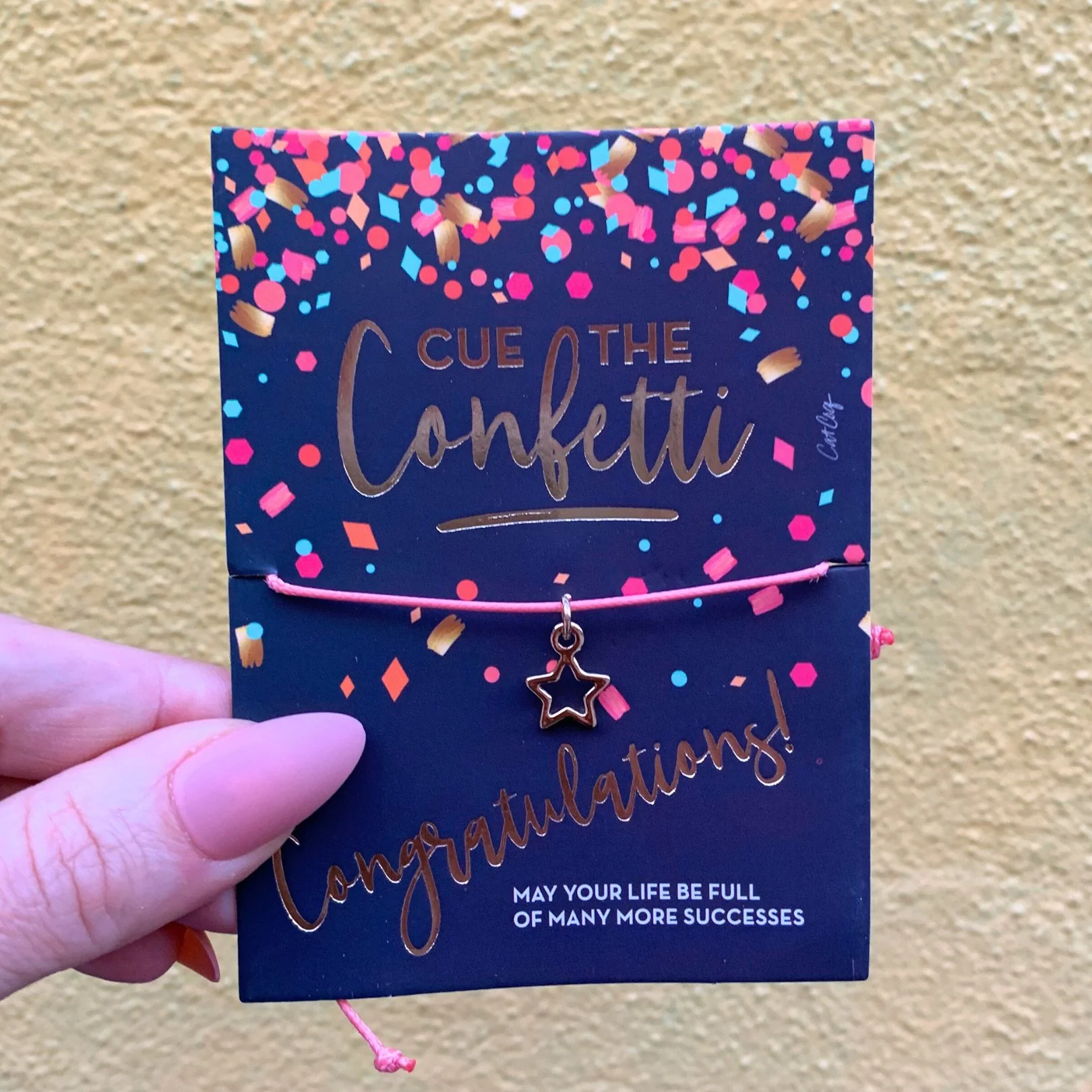 Cue the Confetti Congratulations Bracelet on a Gift Card | Star Charm Jewelry - Image 4