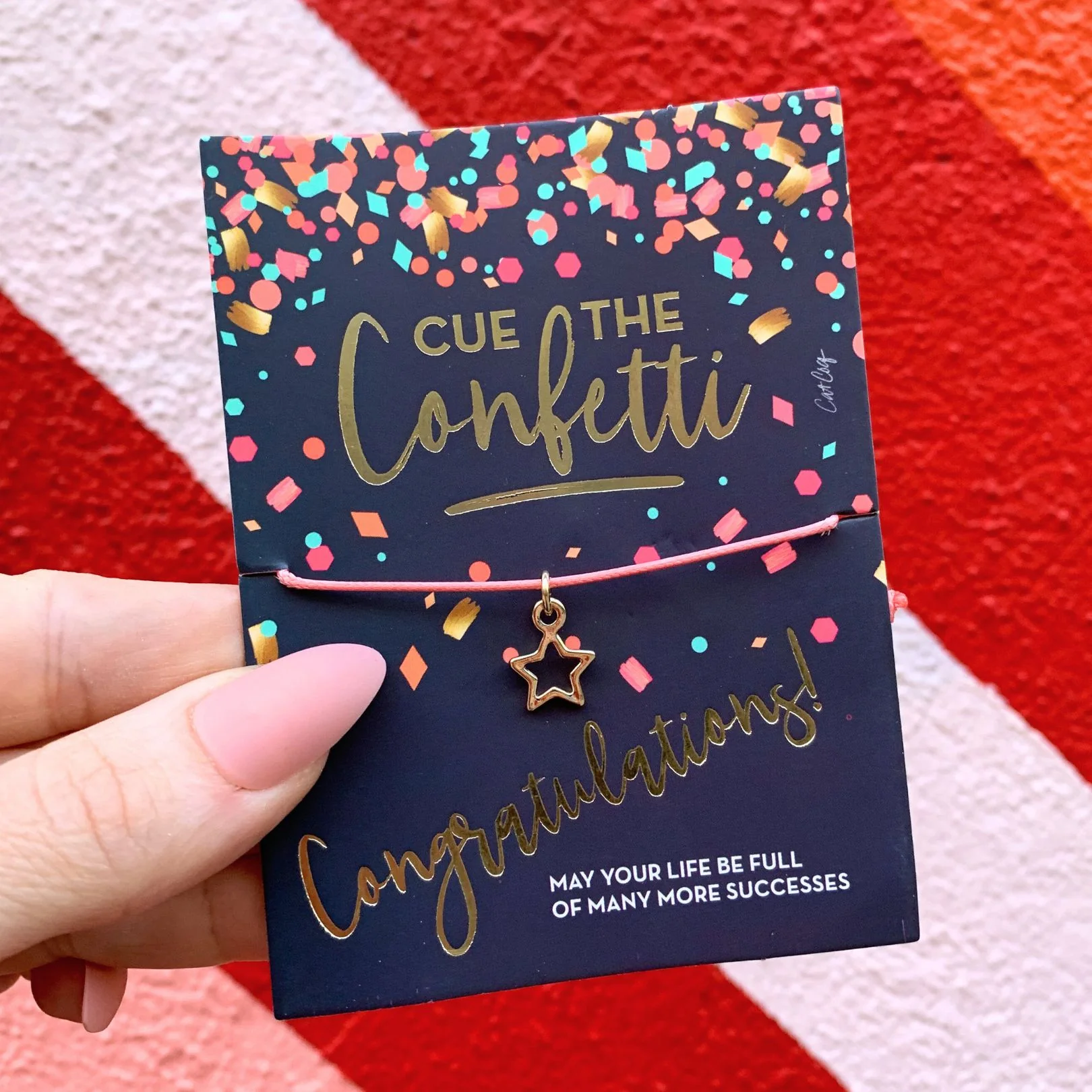Cue the Confetti Congratulations Bracelet on a Gift Card | Star Charm Jewelry - Image 7