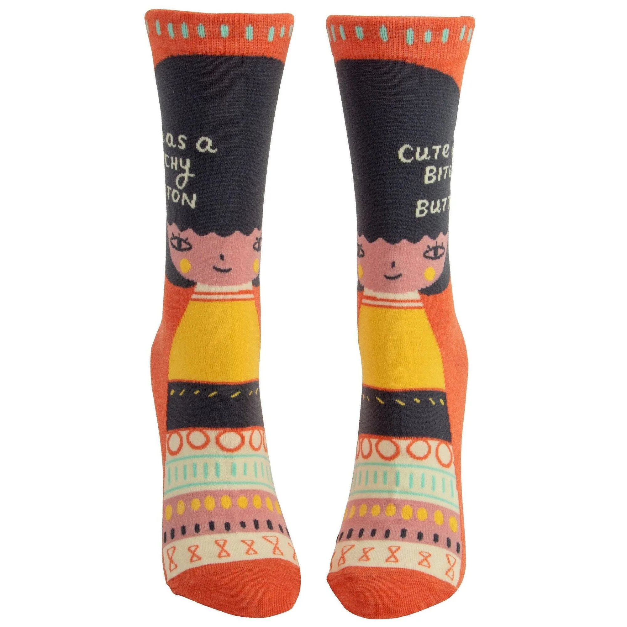 Cute As A Bitchy Button Women's Crew Socks | BlueQ at GetBullish - Image 4