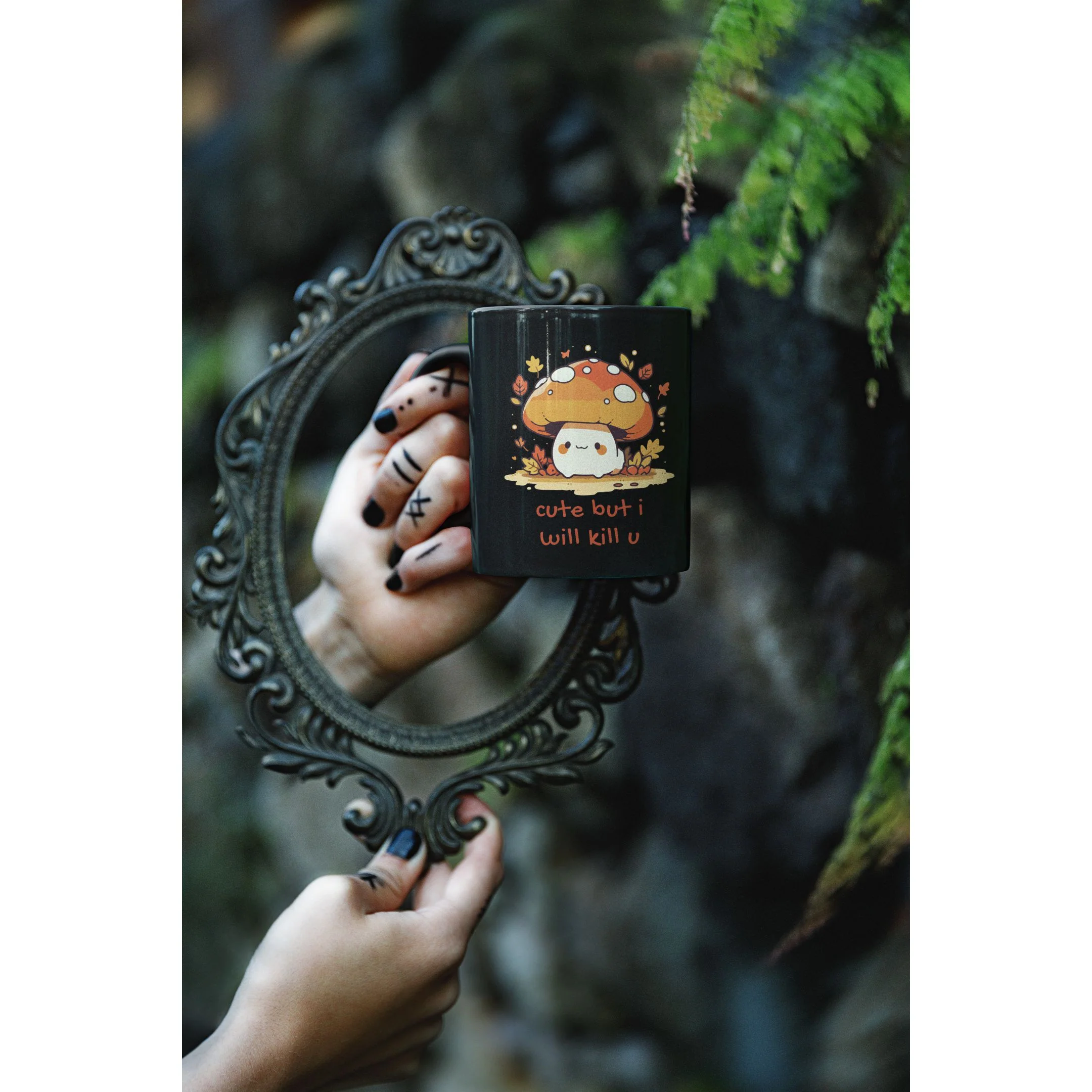 Cute But I Will Kill U Mushroom Mug 11oz Black Mug - Image 7