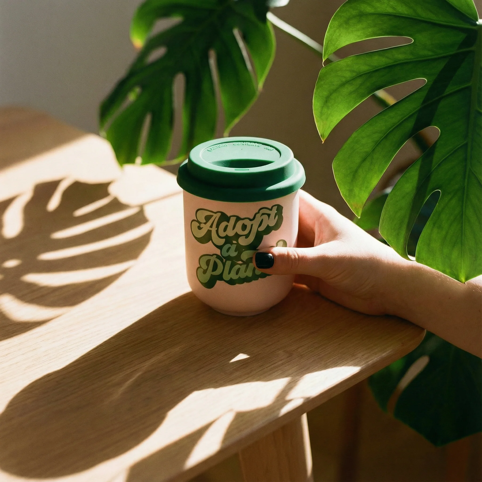 Adopt a Plant Ceramic To Go Mug | Holds 16 oz. | Eco Mug with Silicone Lid and Sleeve - Image 4