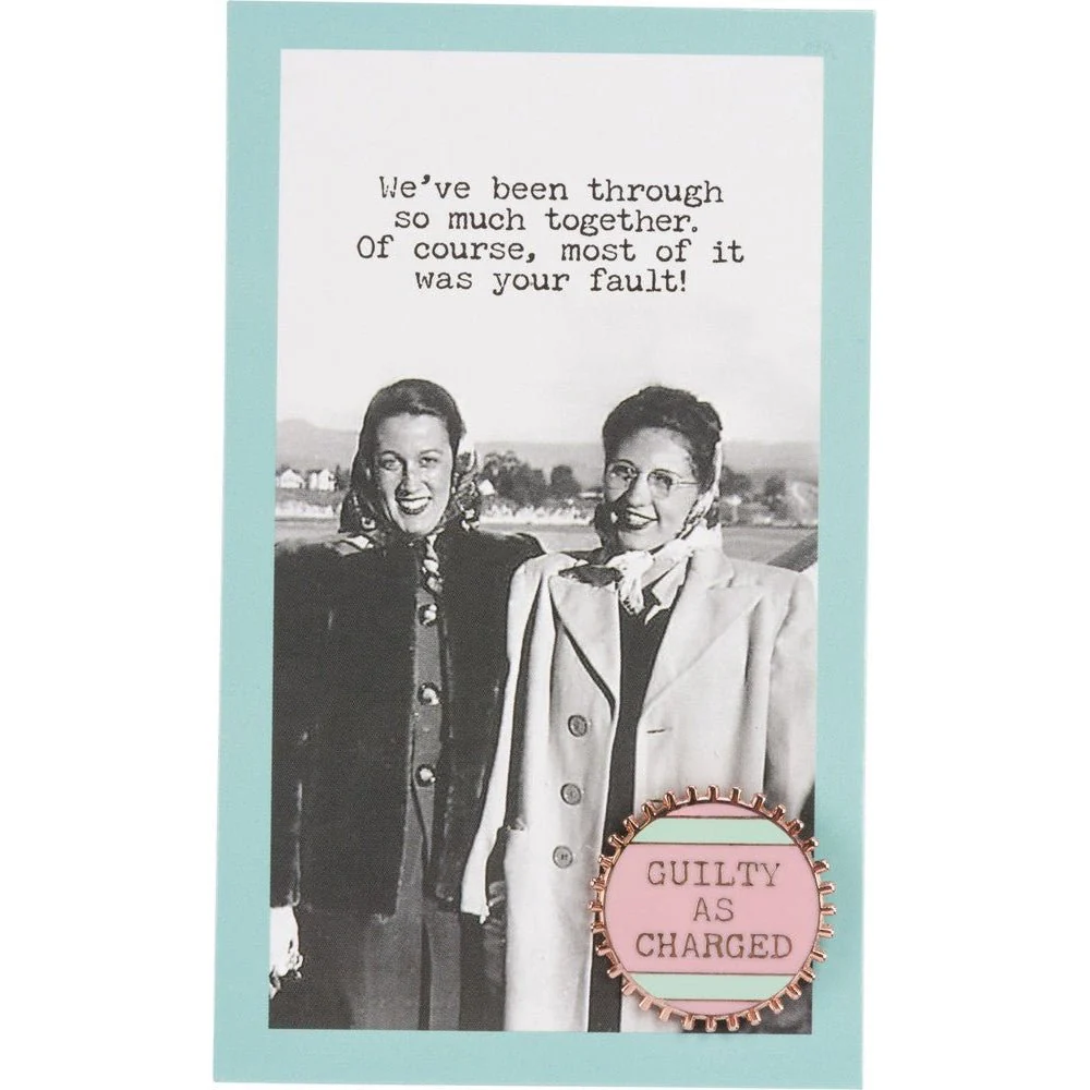 Guilty As Charged Pink and Mint Enamel Pin on Gift Card - Image 8