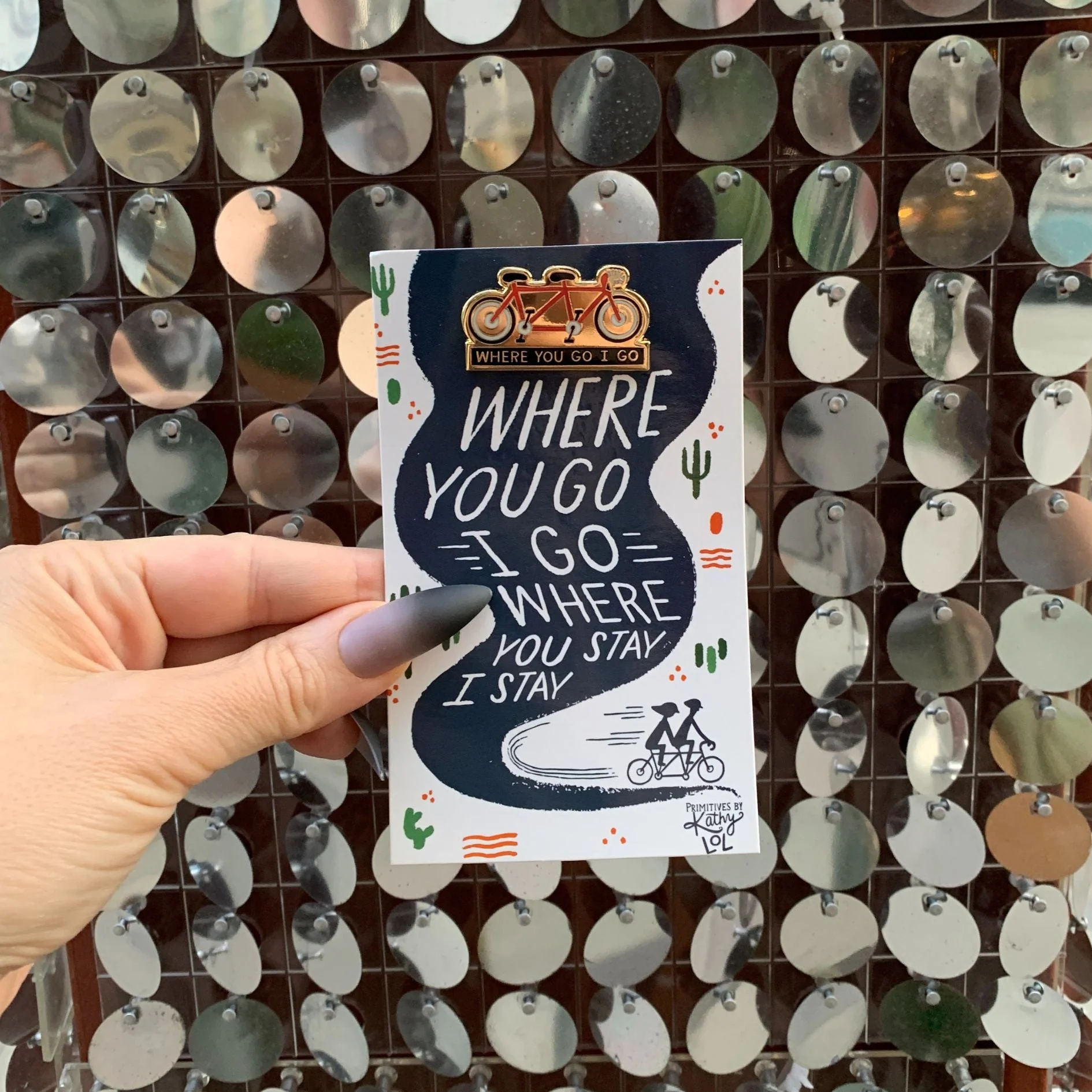 Where You Go I Go - Where You Stay I Stay Enamel Pin in Tandem Bike - Image 14