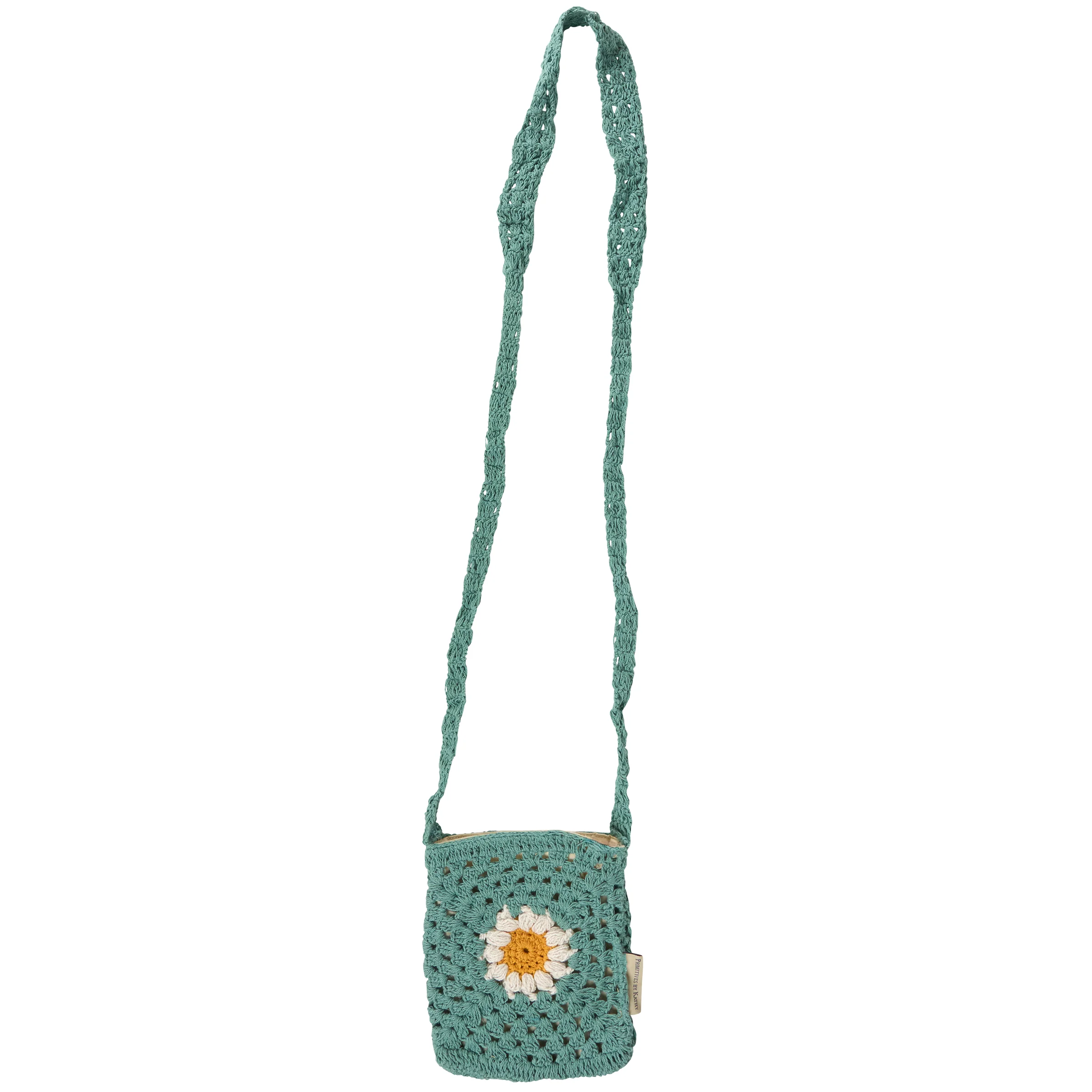 Crochet Daisy Crossbody Bag | Handmade Cotton Shoulder Sling Handbag | 6.5" x 8" - Image 4