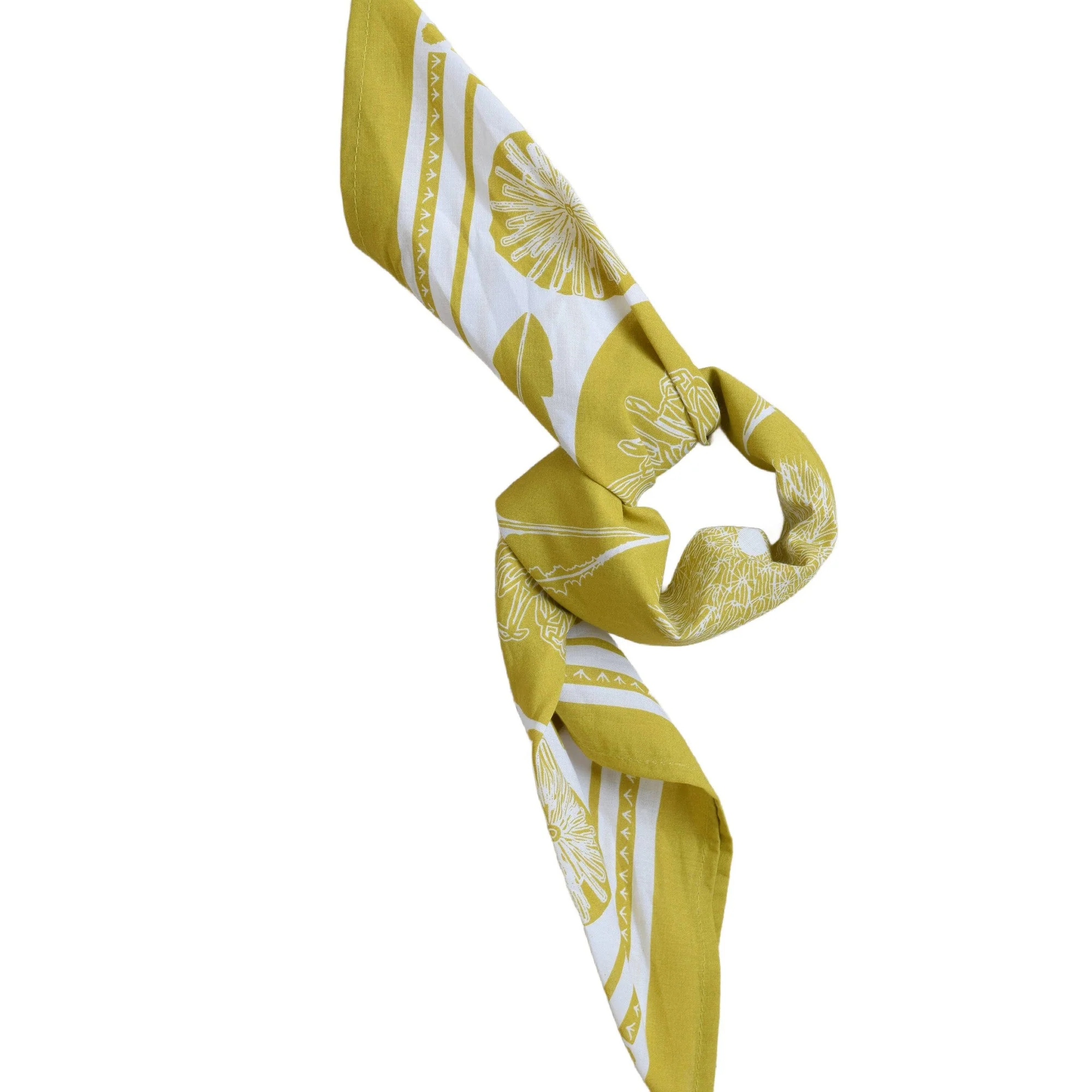 Mustard Yellow Dandelion Bandana | Hand Screen-printed Scarf - Image 3