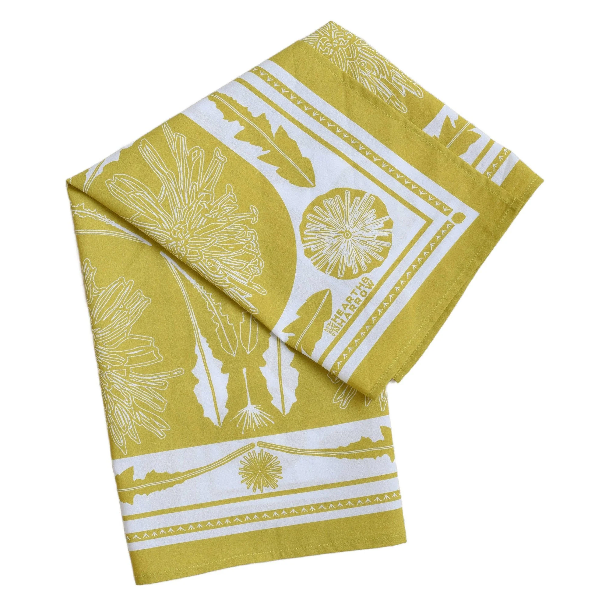 Mustard Yellow Dandelion Bandana | Hand Screen-printed Scarf - Image 4