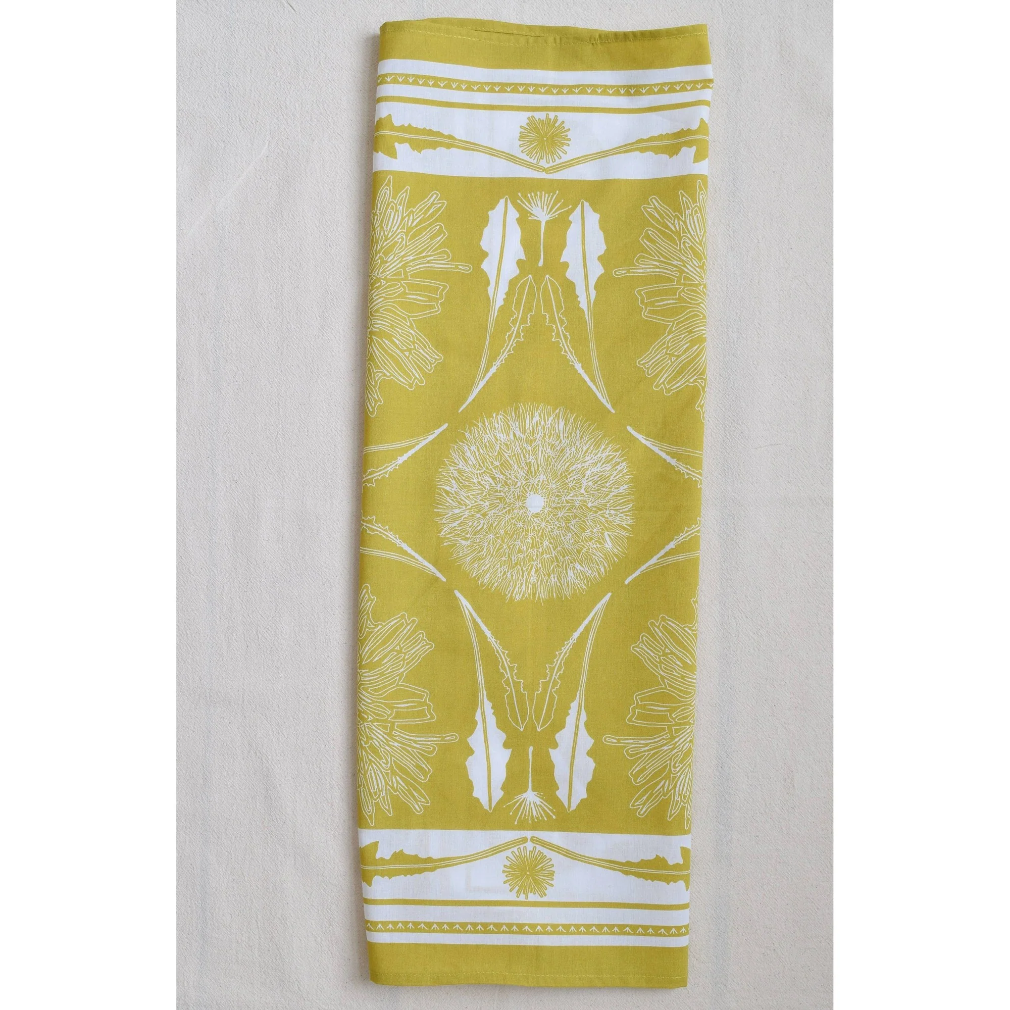 Mustard Yellow Dandelion Bandana | Hand Screen-printed Scarf - Image 6