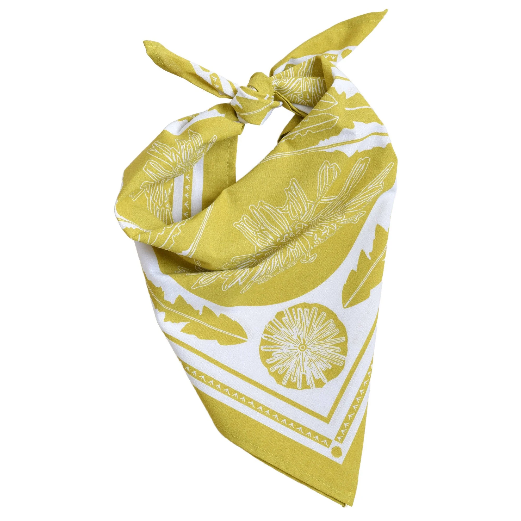 Mustard Yellow Dandelion Bandana | Hand Screen-printed Scarf - Image 7