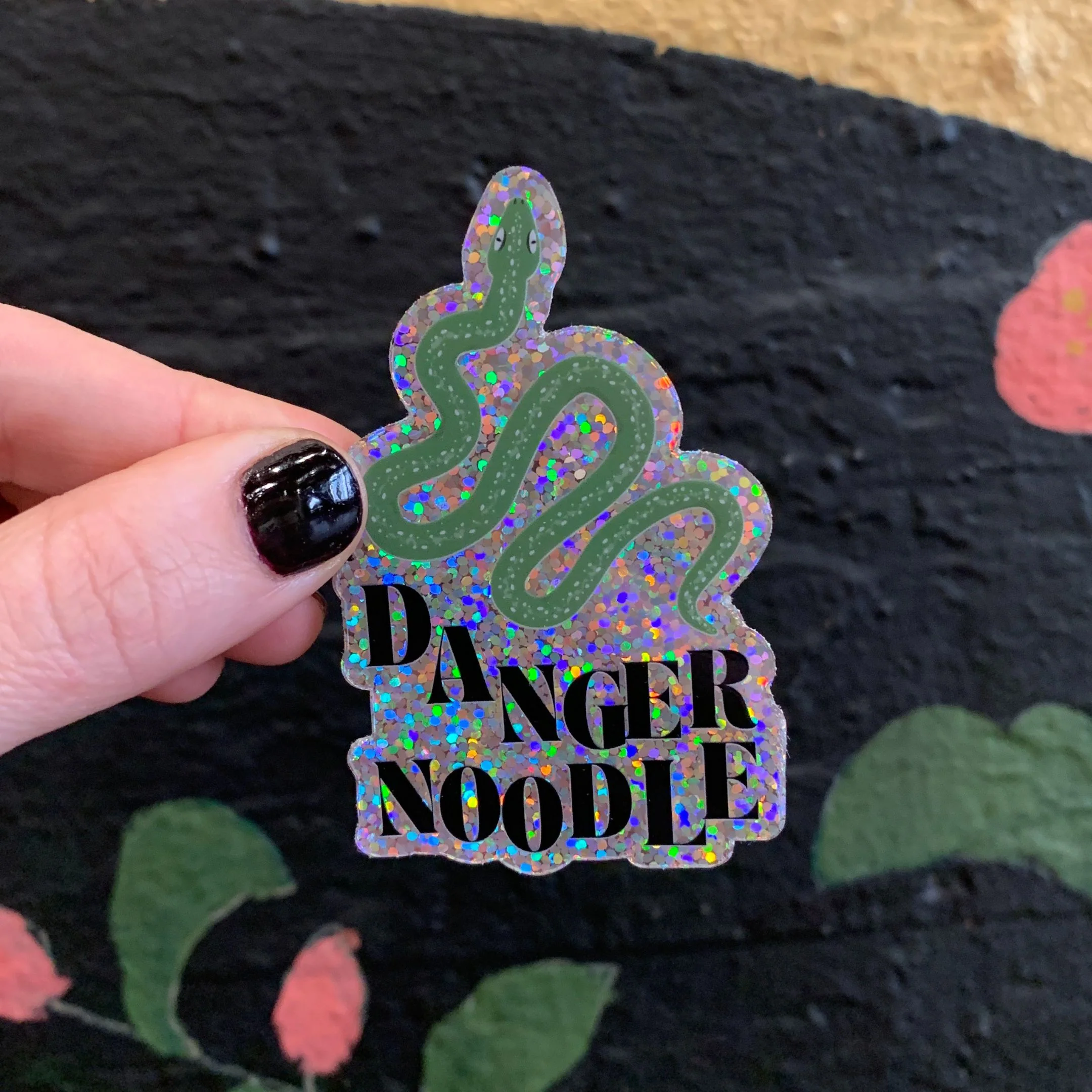 Danger Noodle Glitter Snake Sticker | Vinyl Die Cut Sticker - Image 3