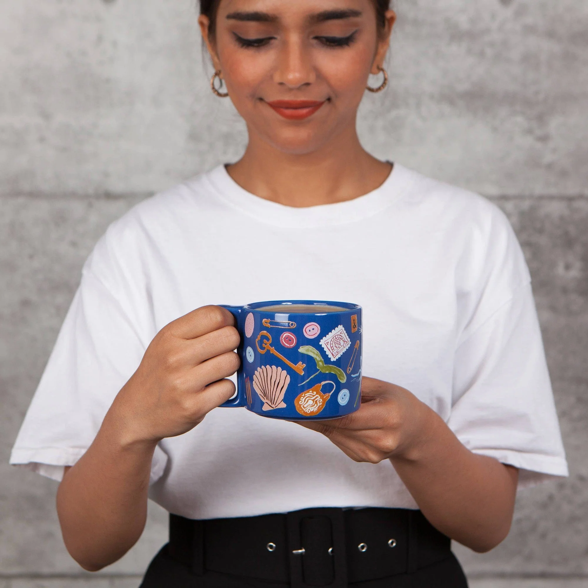 Finders Keepers Ceramic Studio Midi Mug | Cobalt Blue Coffee Tea Cup | 11 oz - Image 2