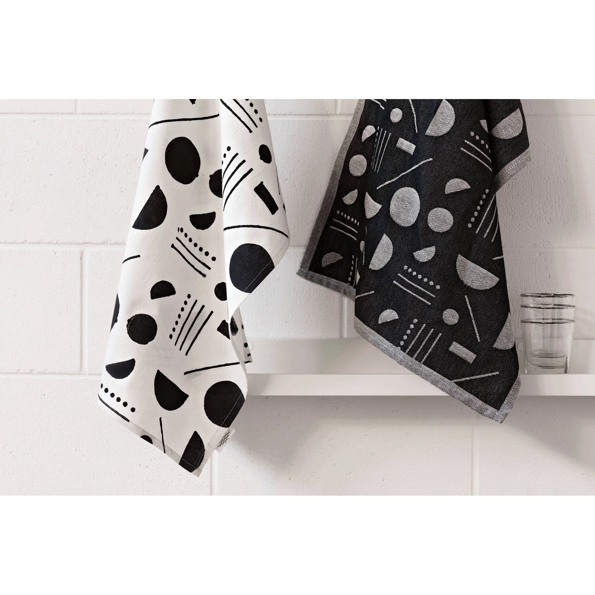 Domino Cotton Block Printed Dishtowel | Minimalist Cotton Hand Tea Dish Cloth | 18" x 28" - Image 4