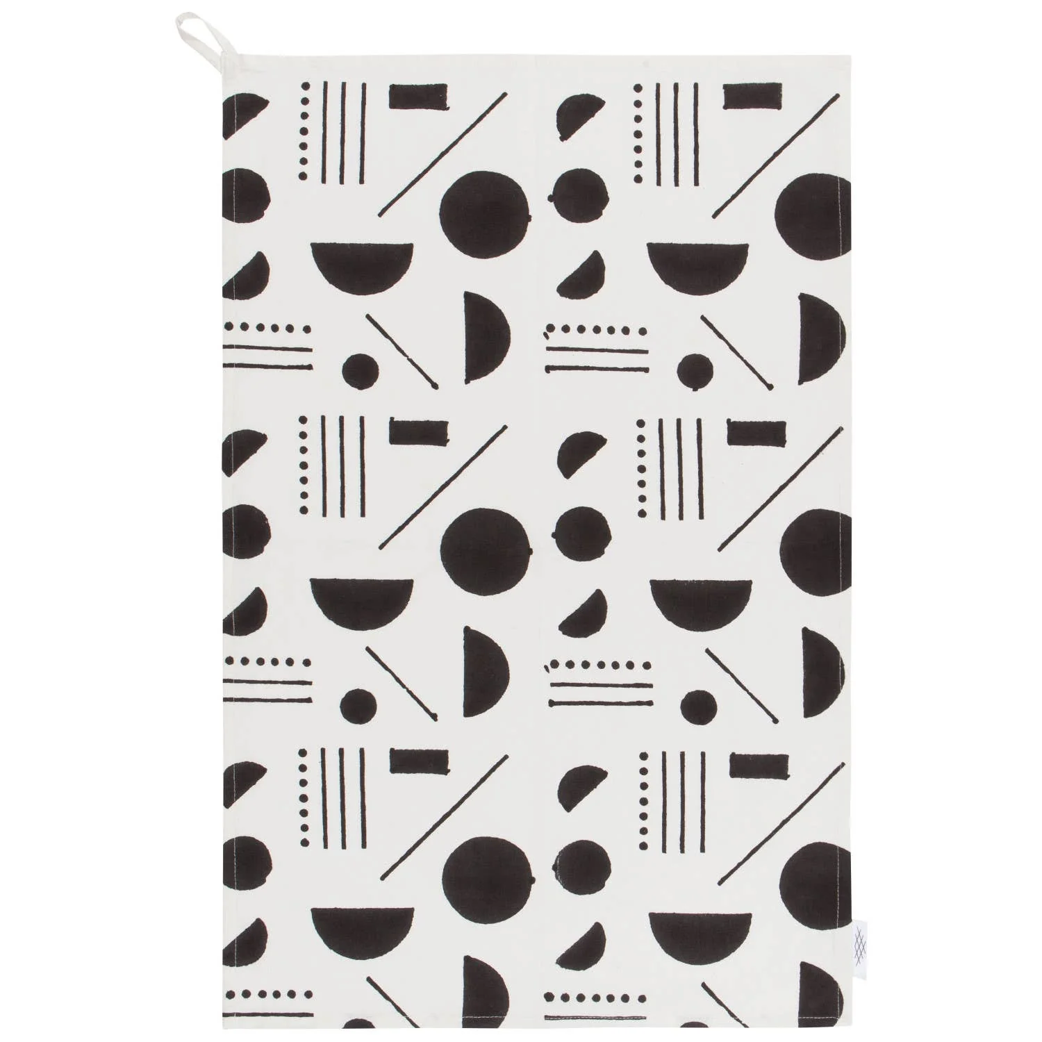 Domino Cotton Block Printed Dishtowel | Minimalist Cotton Hand Tea Dish Cloth | 18" x 28" - Image 5