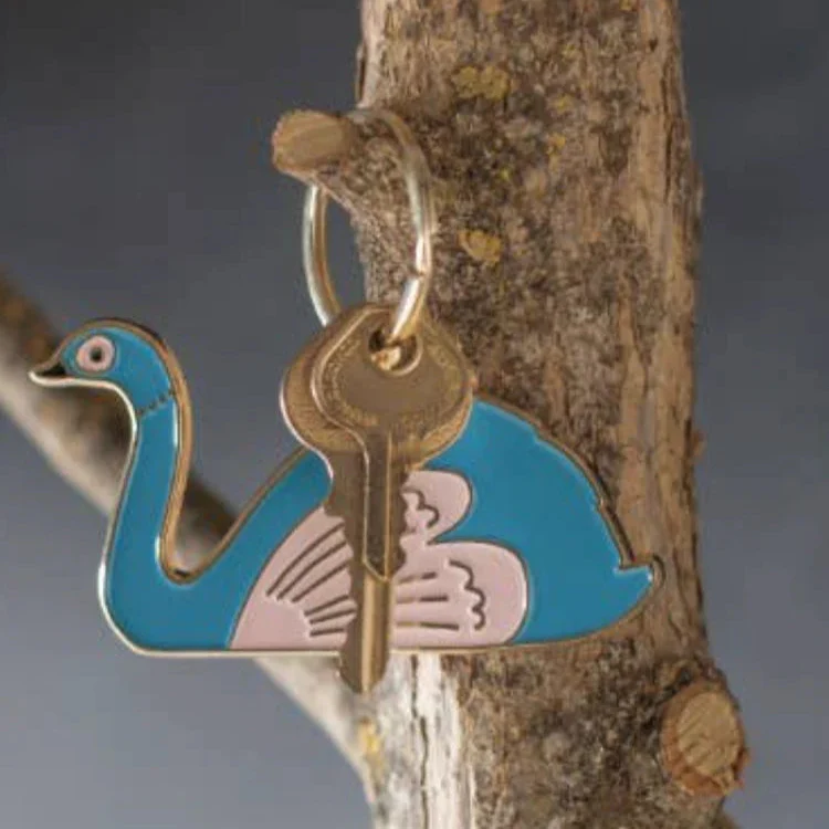 Mighty One Metal Swan Keychain in Turquoise and White - Image 2