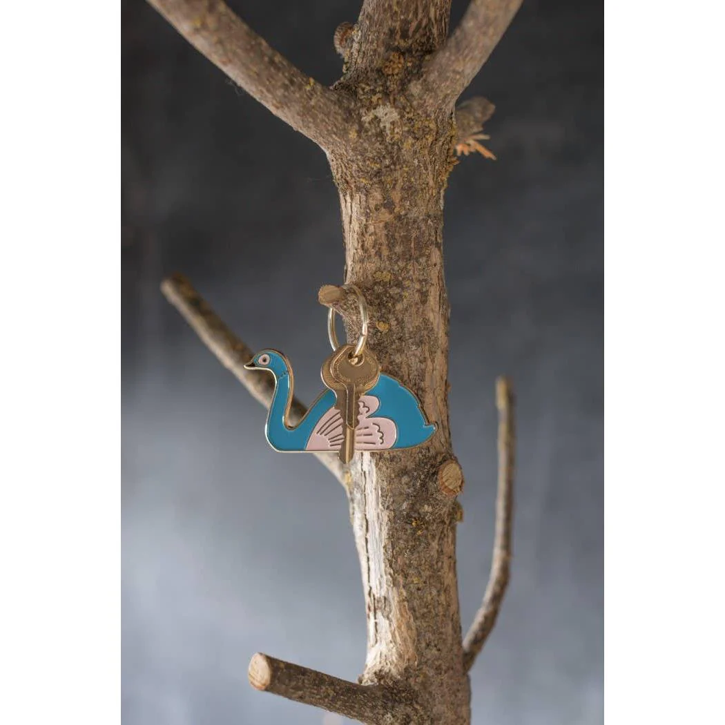Mighty One Metal Swan Keychain in Turquoise and White - Image 4