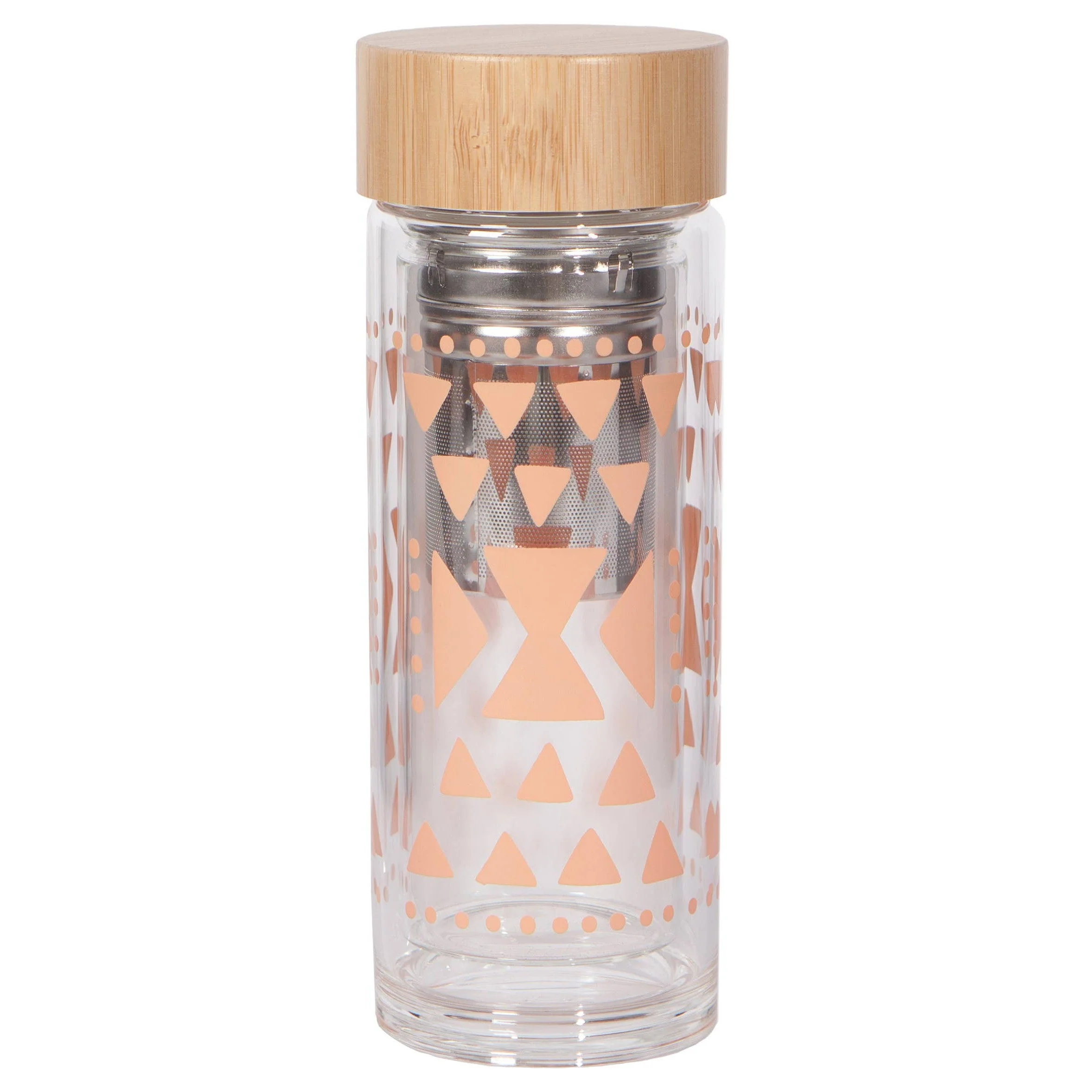 Pink Sustain Double Glass Tea Infuser Bottle | Loose Leaf Tea Holder Steeper Strainer Filter - Image 2