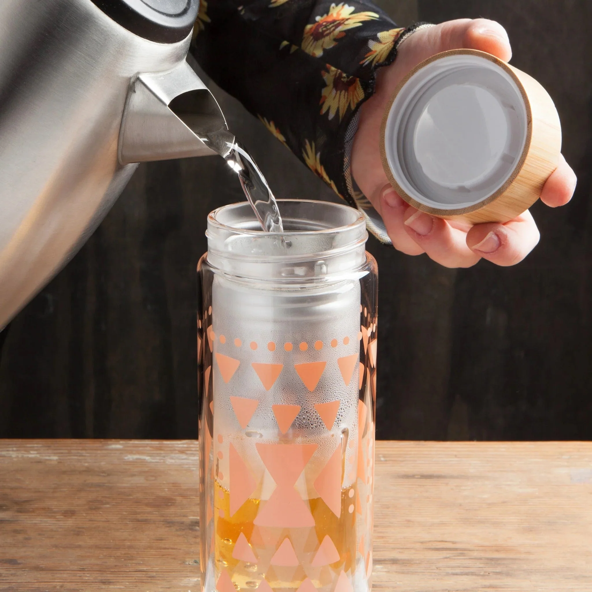 Pink Sustain Double Glass Tea Infuser Bottle | Loose Leaf Tea Holder Steeper Strainer Filter - Image 4