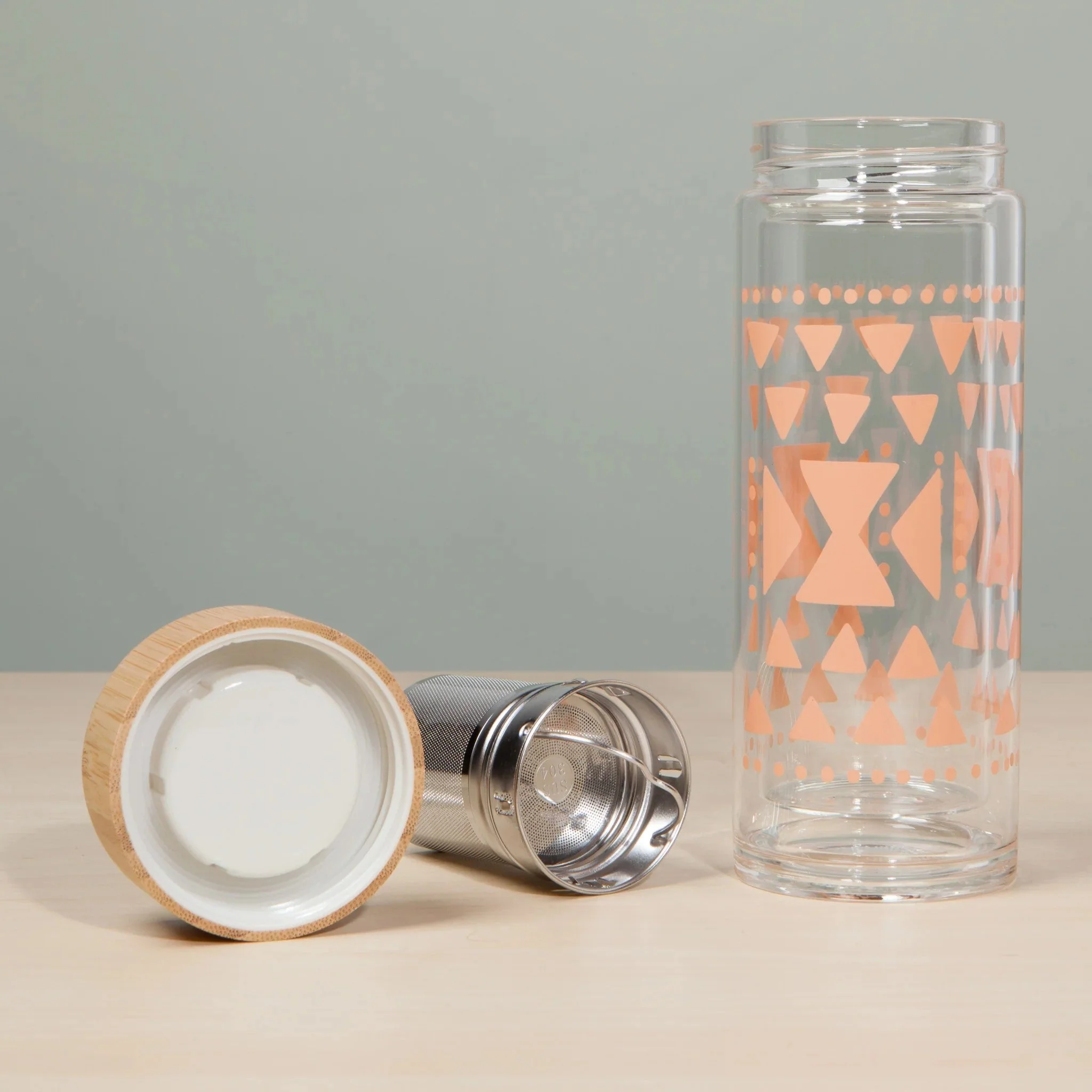 Pink Sustain Double Glass Tea Infuser Bottle | Loose Leaf Tea Holder Steeper Strainer Filter - Image 7