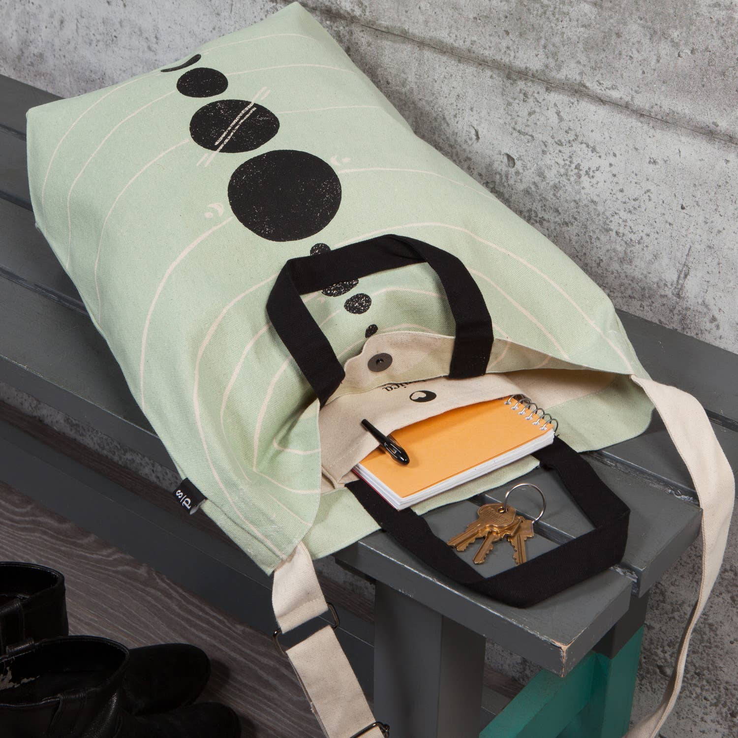 Solaris Team Cross Body Tote Bag | Solar System Cotton Sling Handbag | 15” x 18” | Gift for Her - Image 4