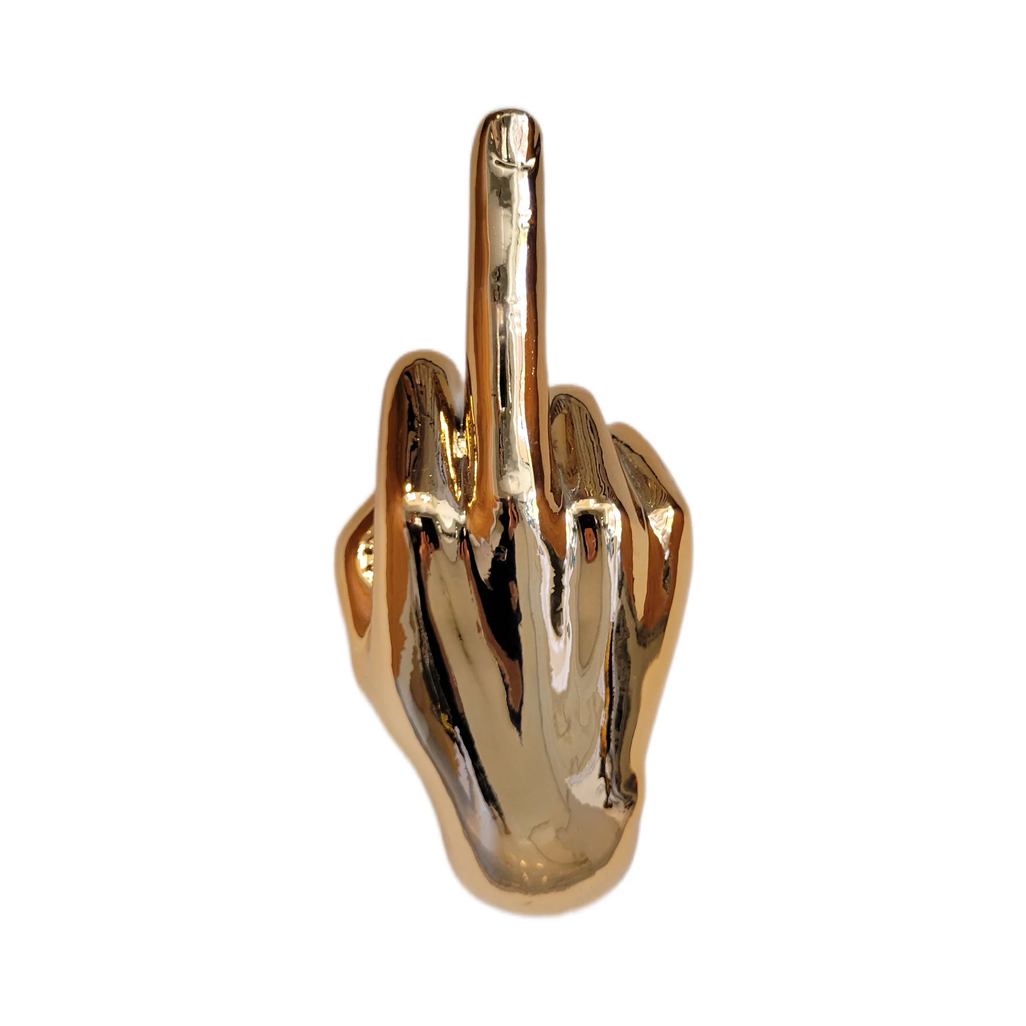 Dark Gold Middle Finger Wall Mount Sculpture | Bronze Hand Wall Art | 8.5" Tall - Image 4