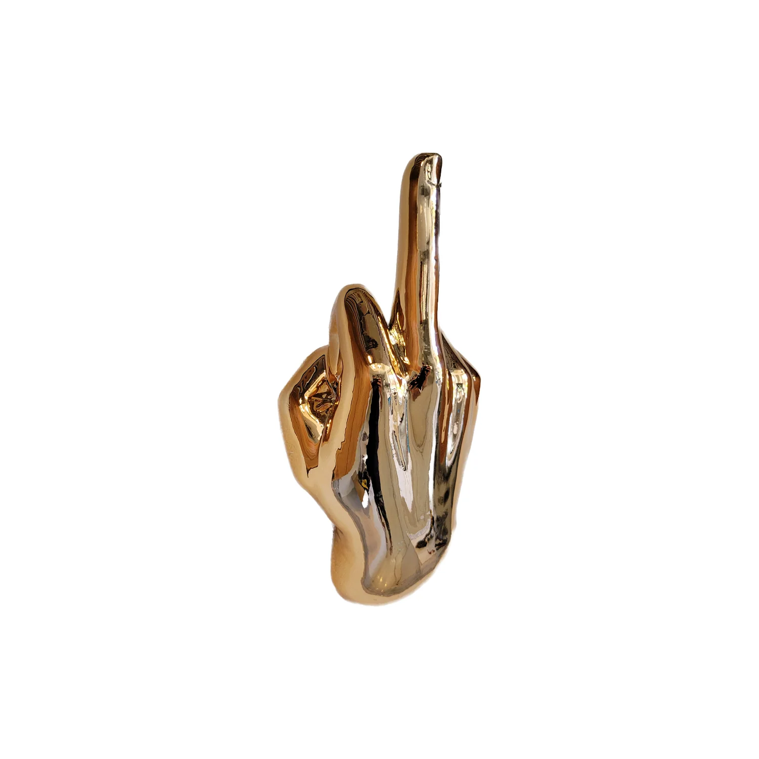 Dark Gold Middle Finger Wall Mount Sculpture | Bronze Hand Wall Art | 8.5" Tall - Image 6