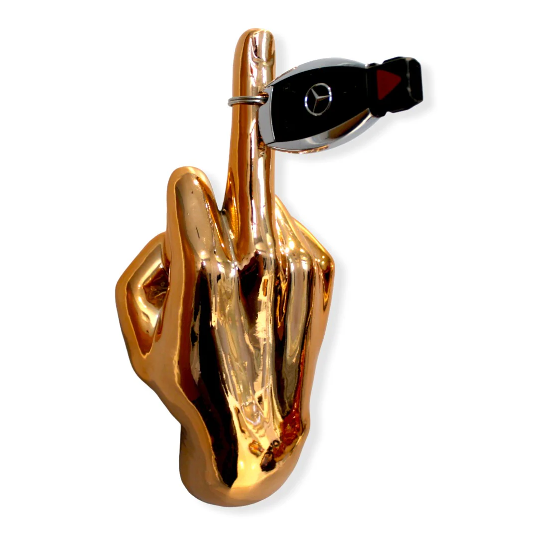 Dark Gold Middle Finger Wall Mount Sculpture | Bronze Hand Wall Art | 8.5" Tall - Image 8