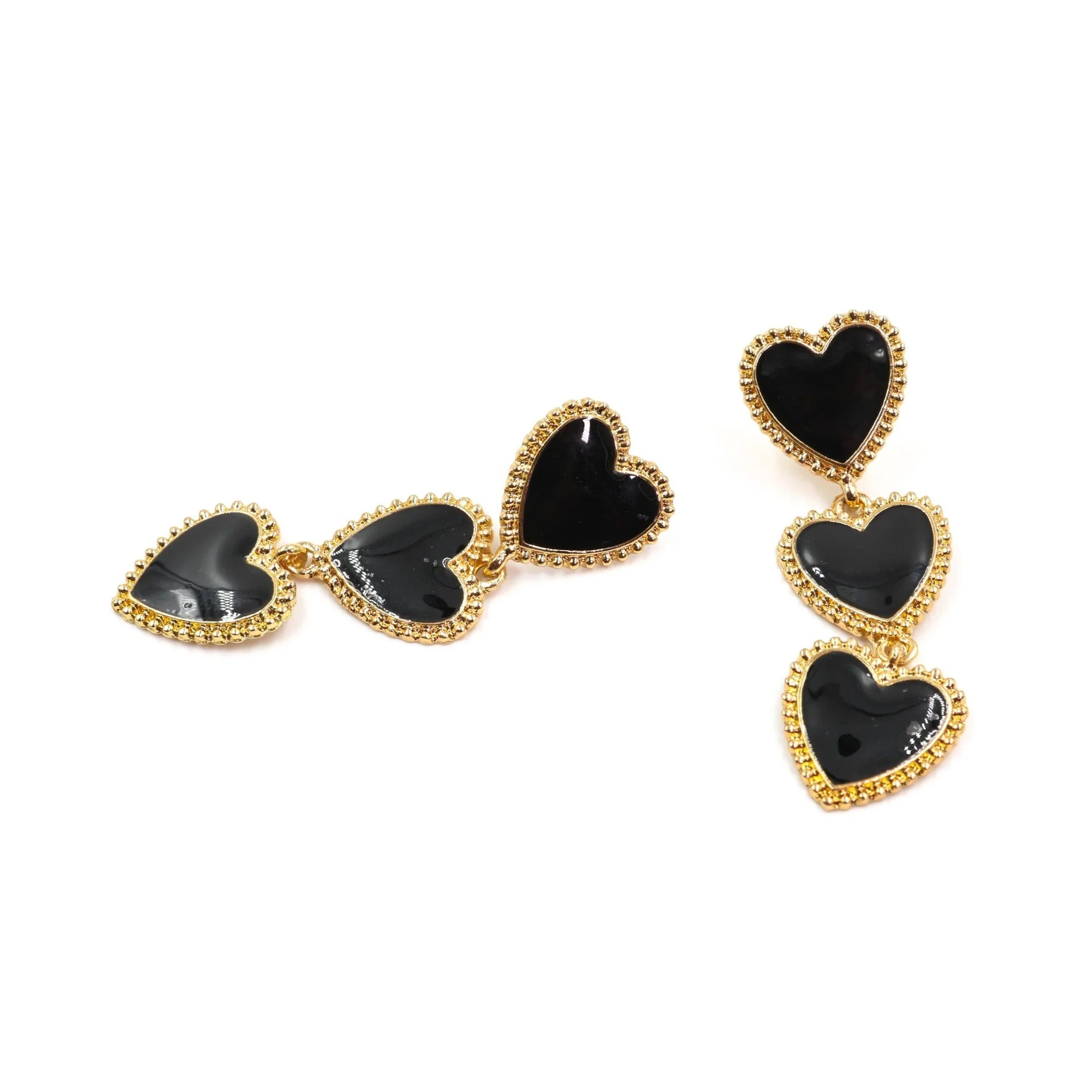 Dark Heart Drop Earrings in Black - Image 3