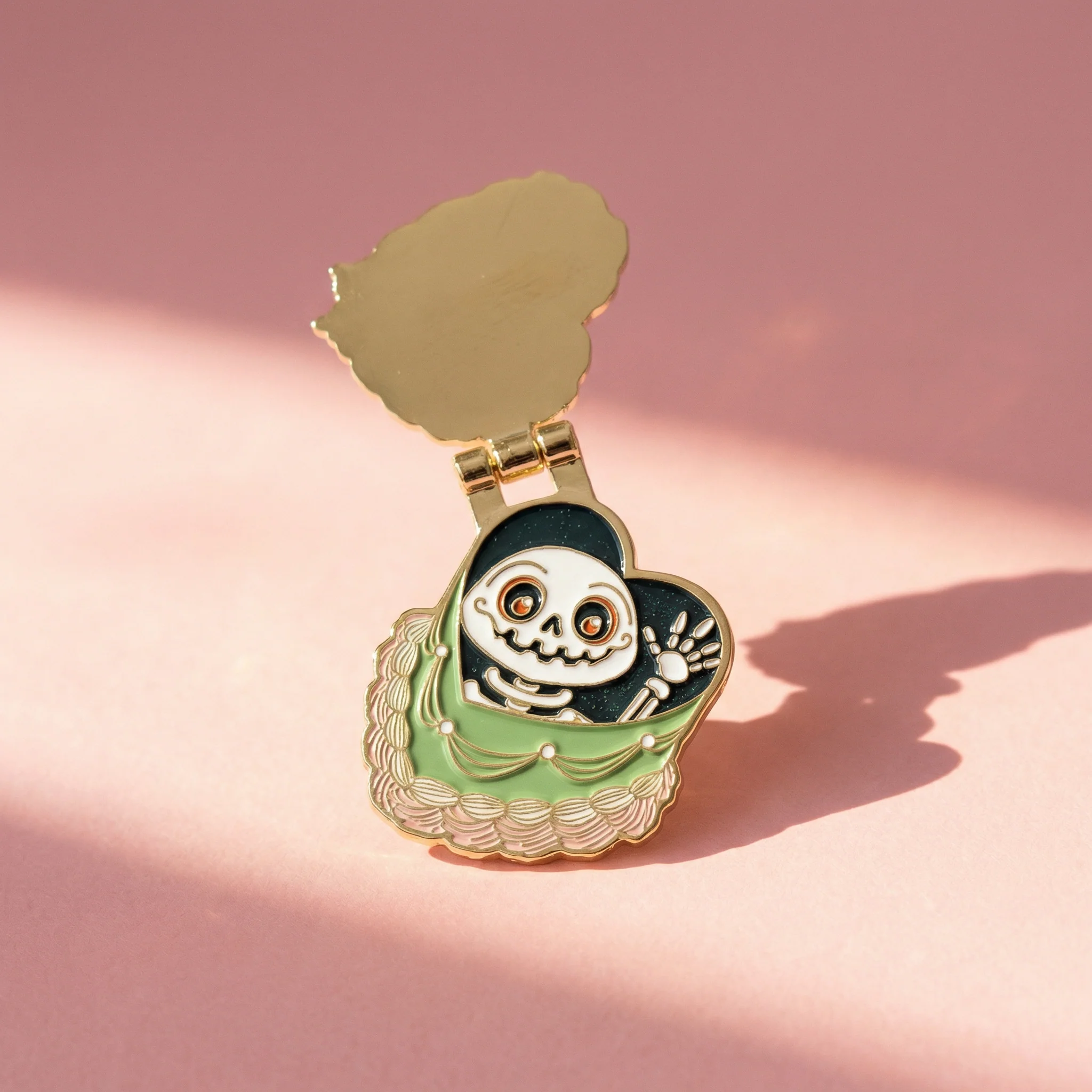 Dead Inside Cake Enamel Pin | Glitter Skeleton Hinge Pin Funny Goth Pin - Image 2