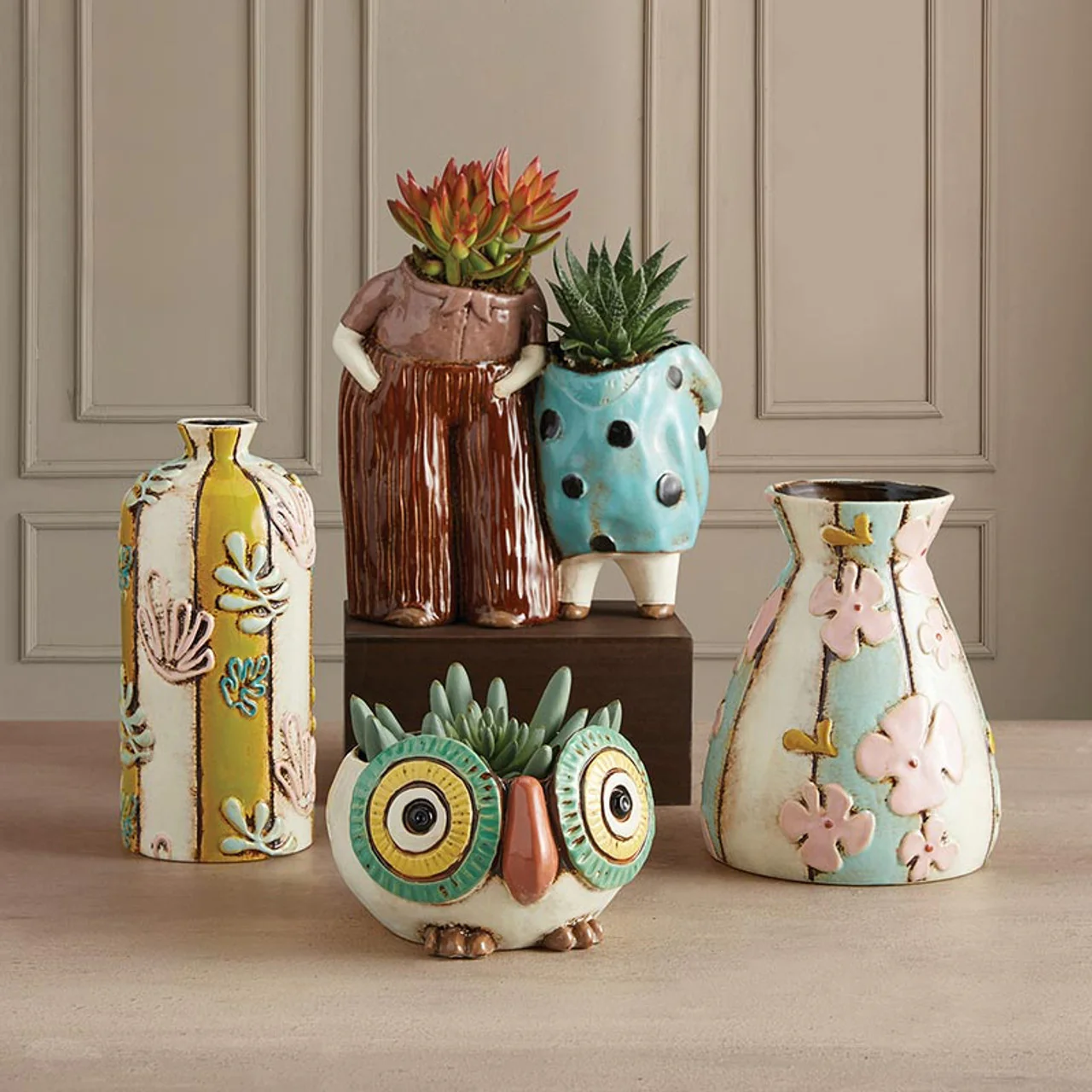 Deep Sea Ceramic Vase | Decorative Flower Bud Holder | 4" x 8" - Image 2