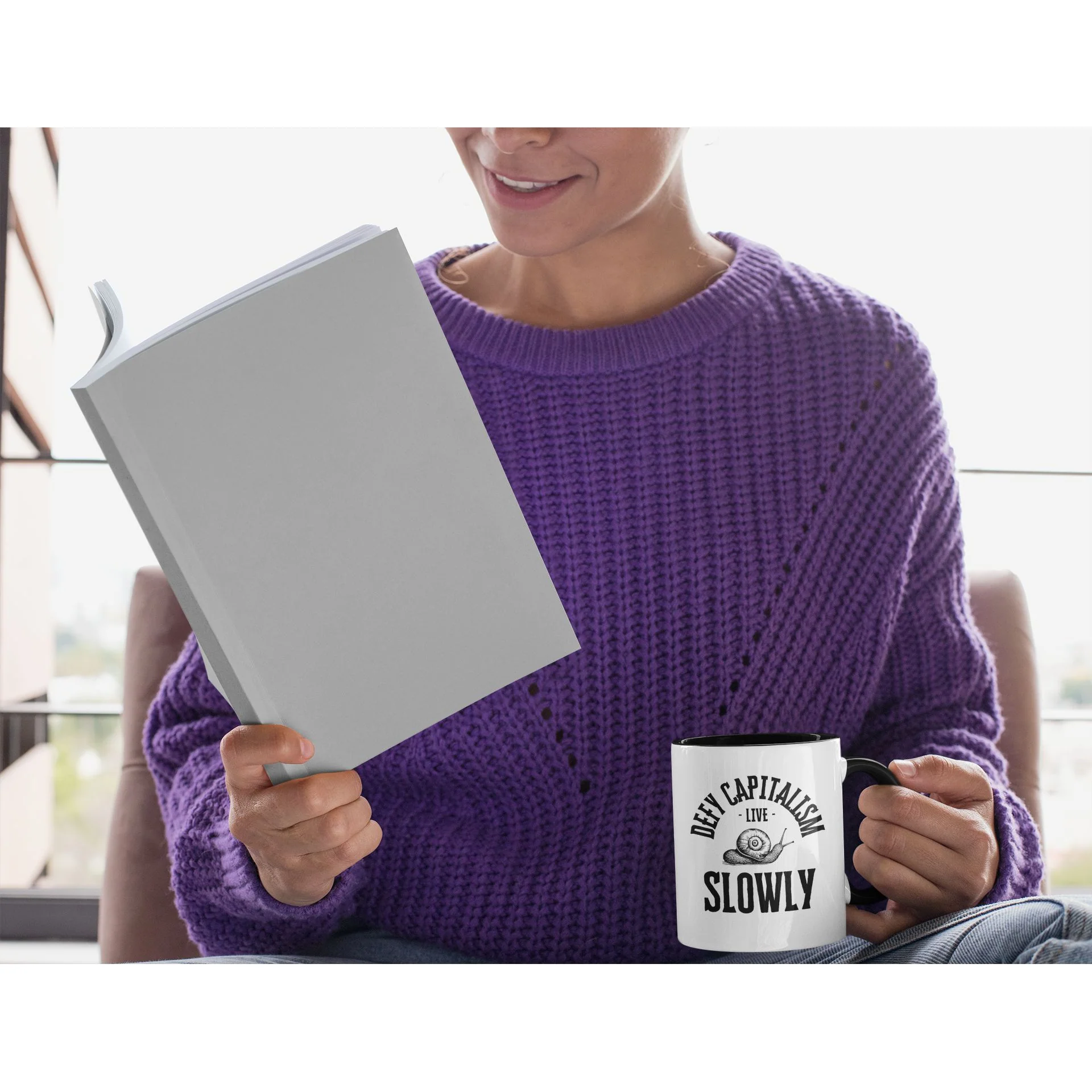 Defy Capitalism Live Slowly Accent Coffee Mug, 11oz - Image 2