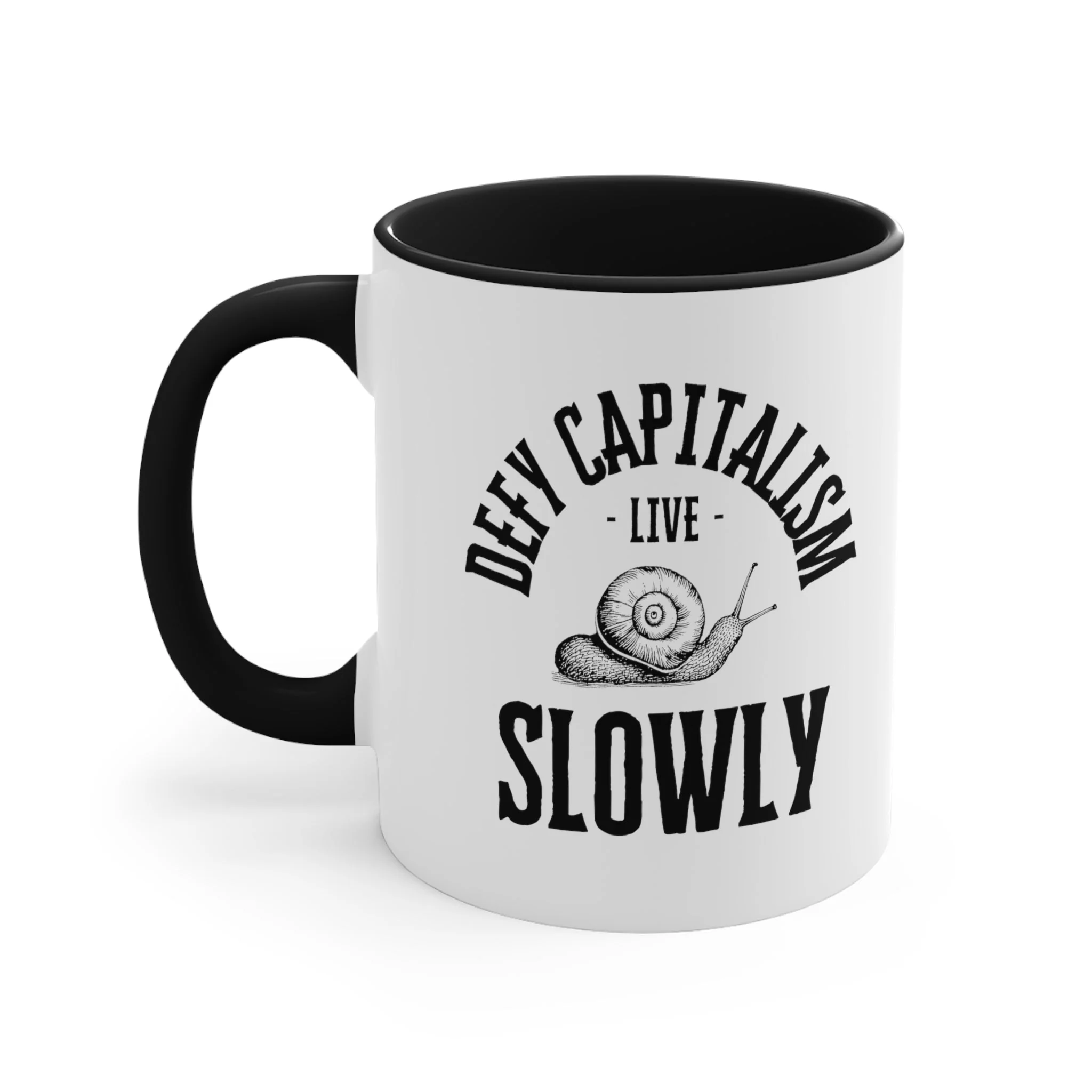 Defy Capitalism Live Slowly Accent Coffee Mug, 11oz - Image 4