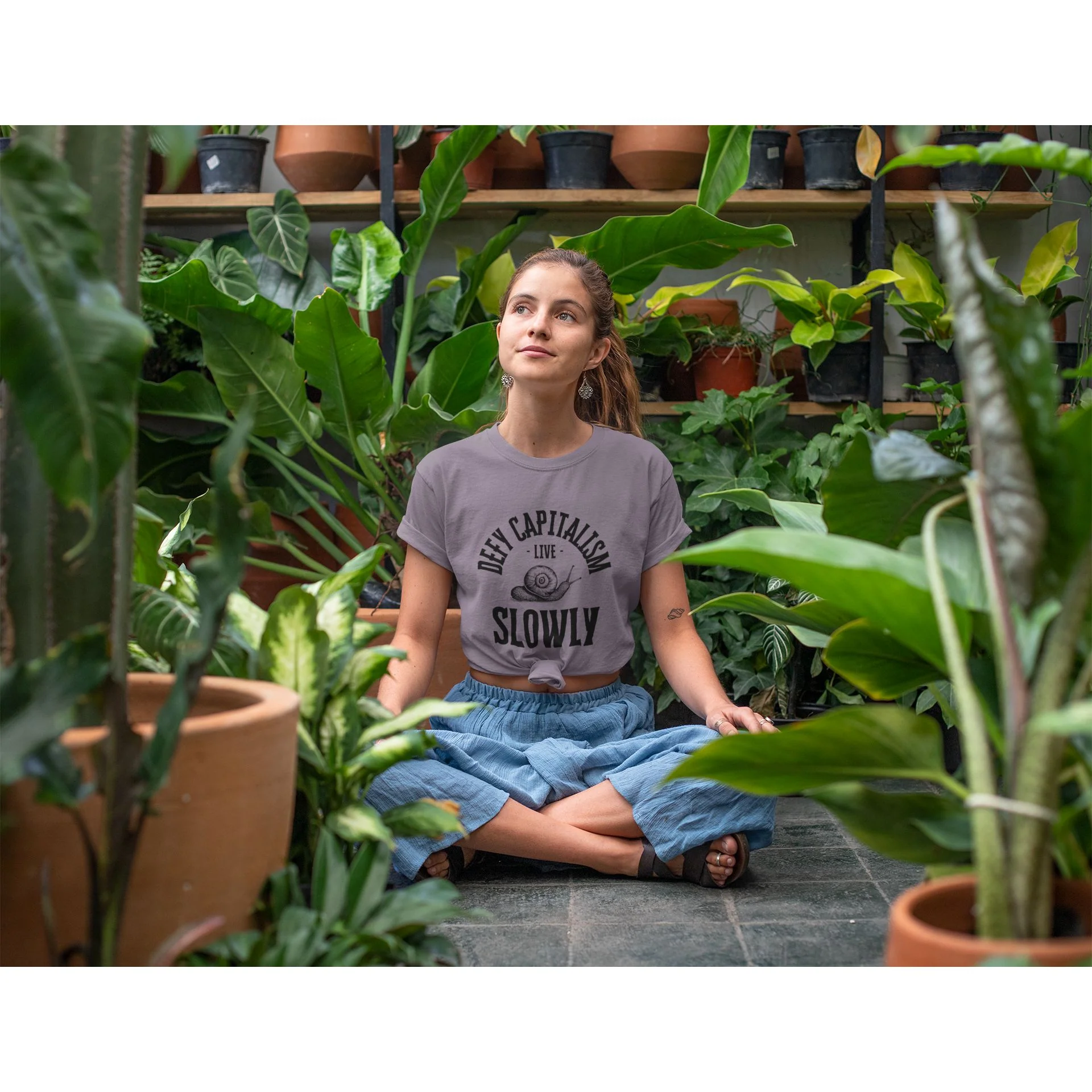 Defy Capitalism Live Slowly Unisex Jersey Short Sleeve Tee - Image 13