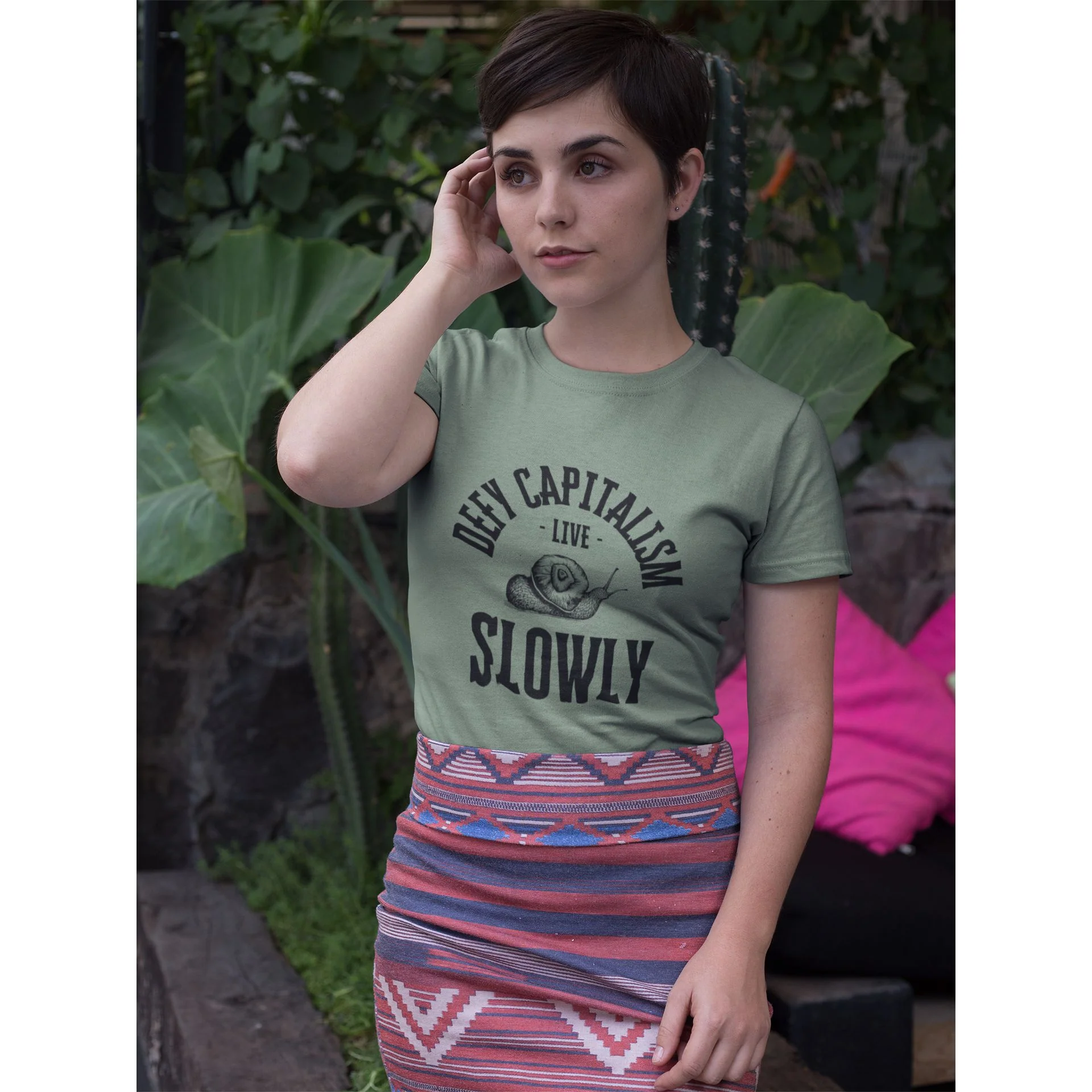 Defy Capitalism Live Slowly Unisex Jersey Short Sleeve Tee - Image 14