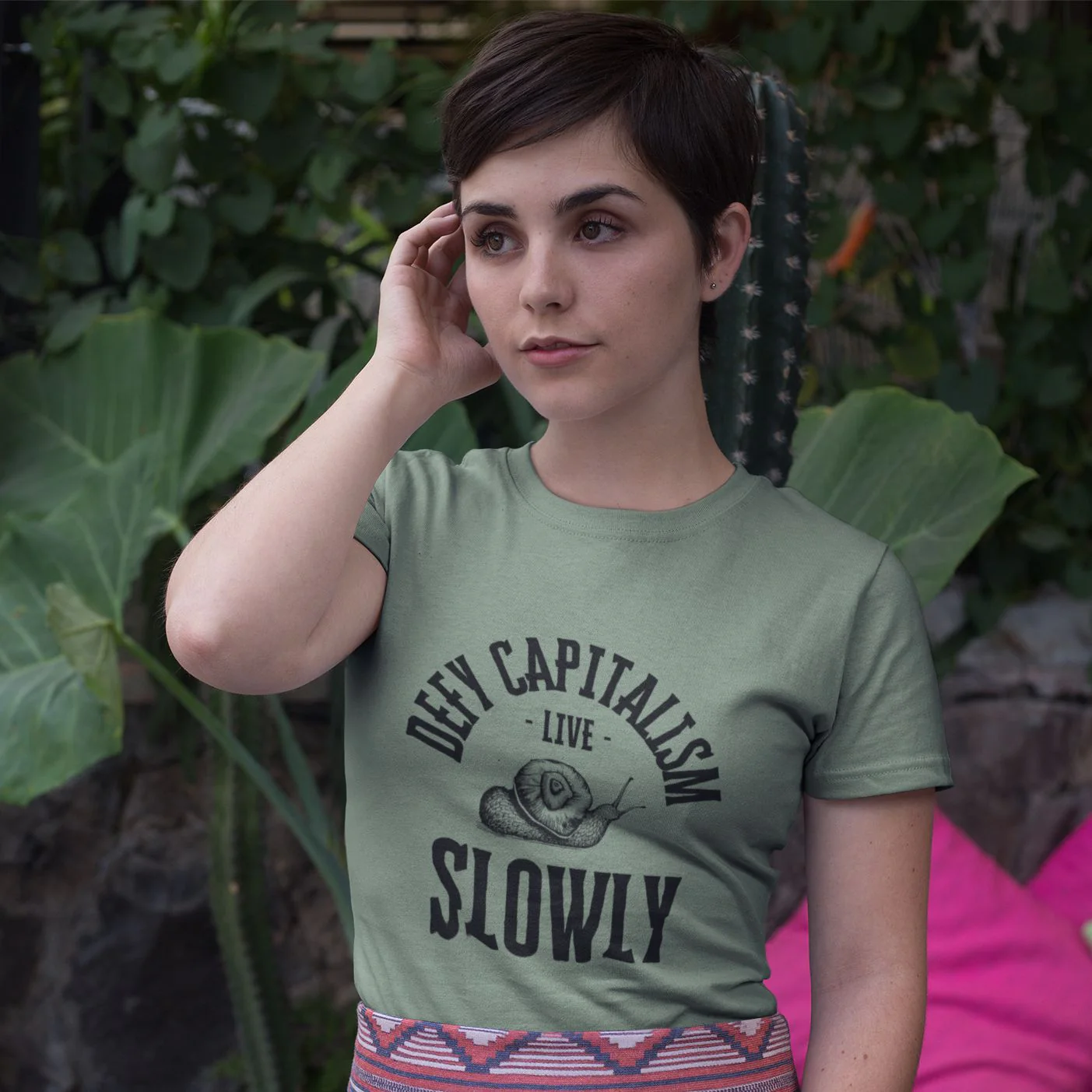 Defy Capitalism Live Slowly Unisex Jersey Short Sleeve Tee - Image 4