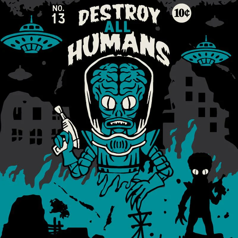 Destroy All Humans Crew Socks | Alien Horror Themed Socks - Image 11