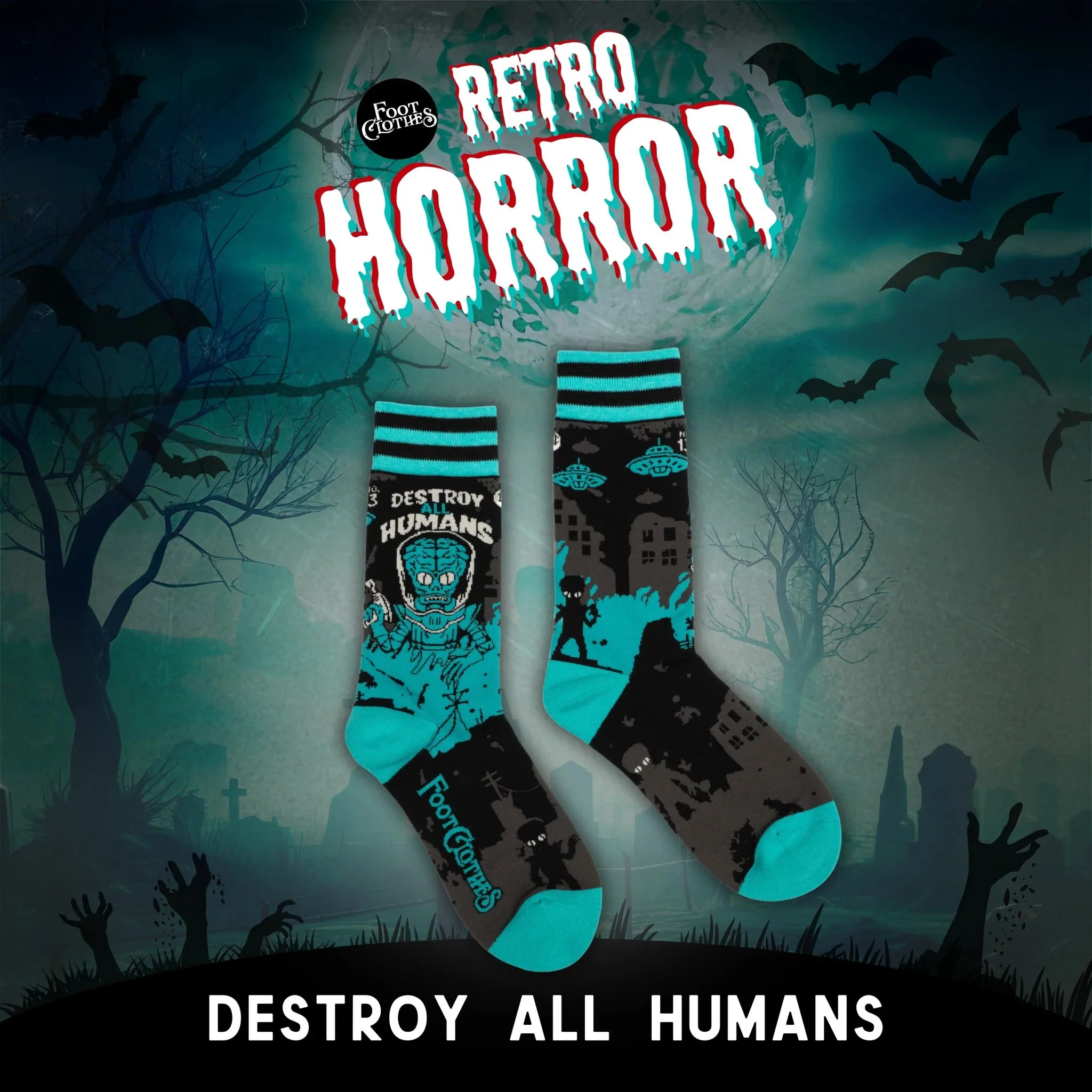 Destroy All Humans Crew Socks | Alien Horror Themed Socks - Image 12