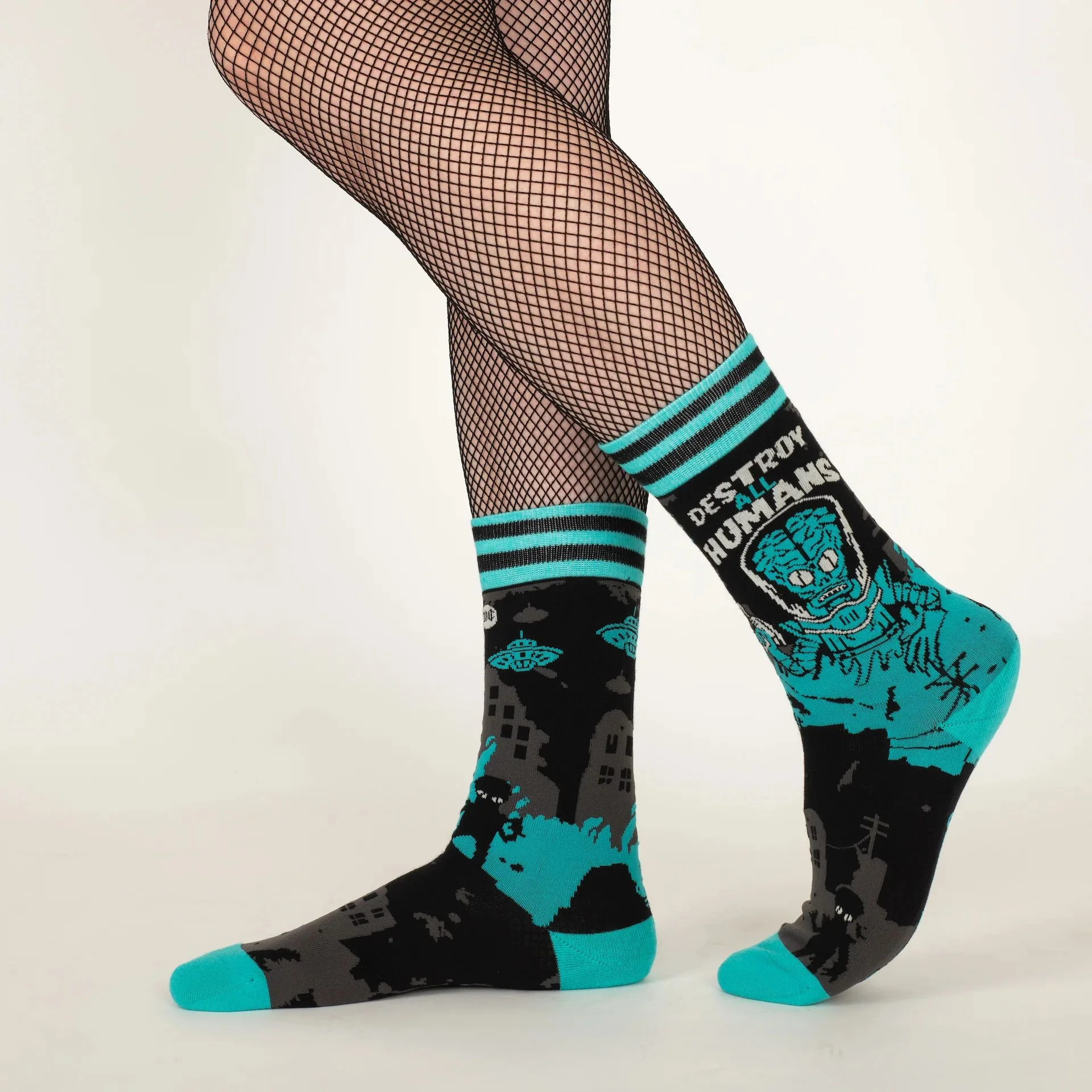 Destroy All Humans Crew Socks | Alien Horror Themed Socks - Image 6