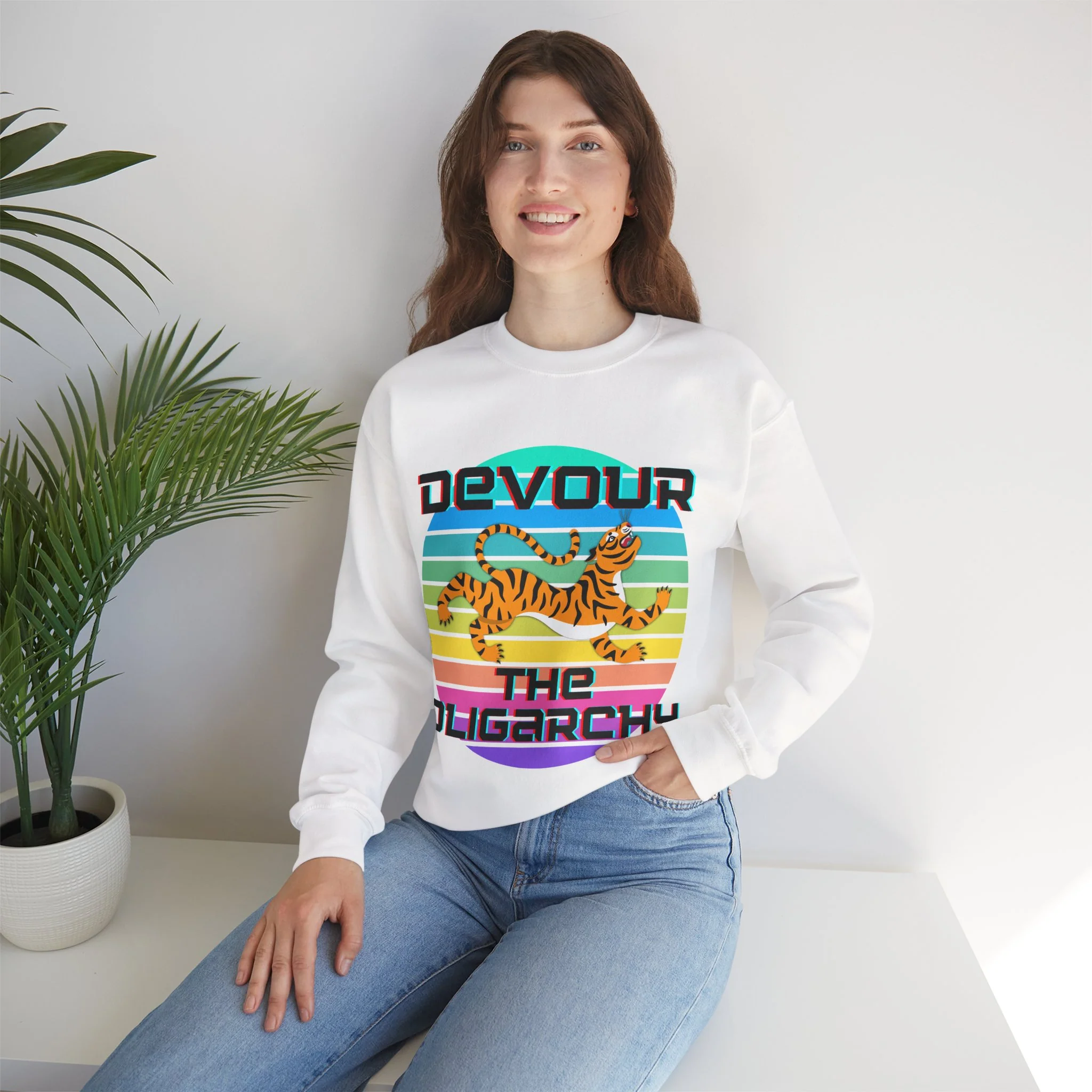 Devour the Oligarchy Unisex Heavy Blend™ Crewneck Sweatshirt | Funny Political Pullover [Sizes S-5X] - Image 12