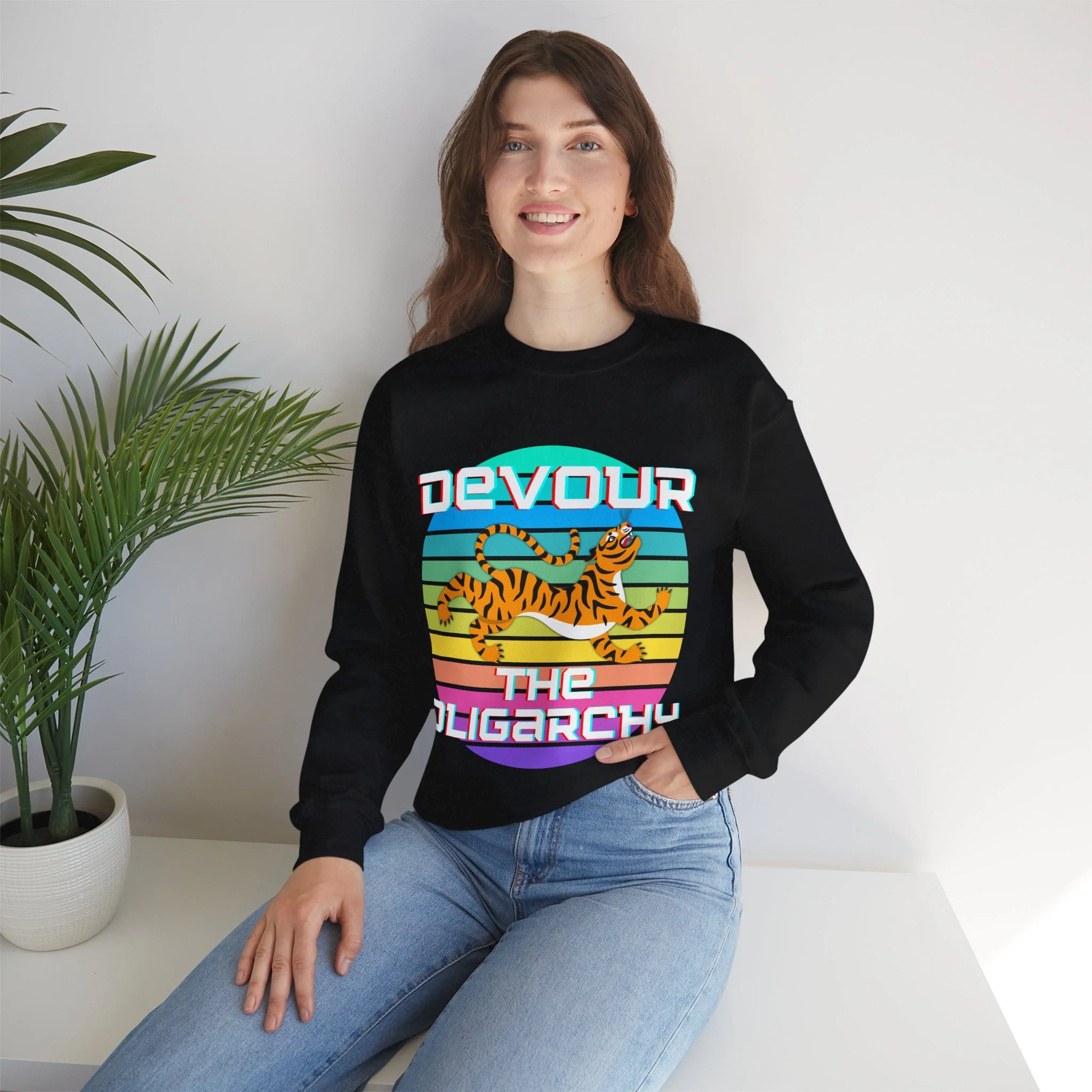 Devour the Oligarchy Unisex Heavy Blend™ Crewneck Sweatshirt | Funny Political Pullover [Sizes S-5X] - Image 8
